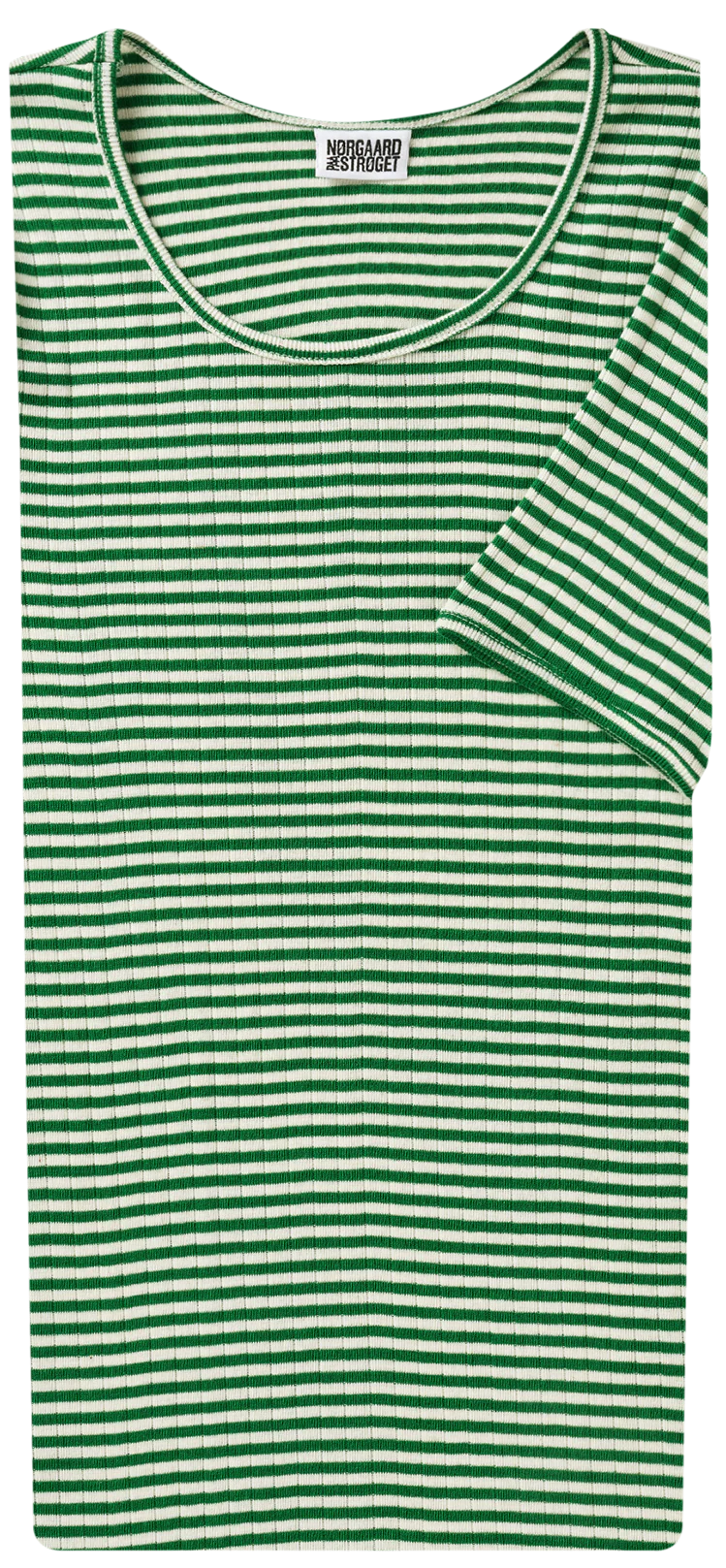 101 Short Sleeve Fine Stripe, Green/Ecru - Image 2