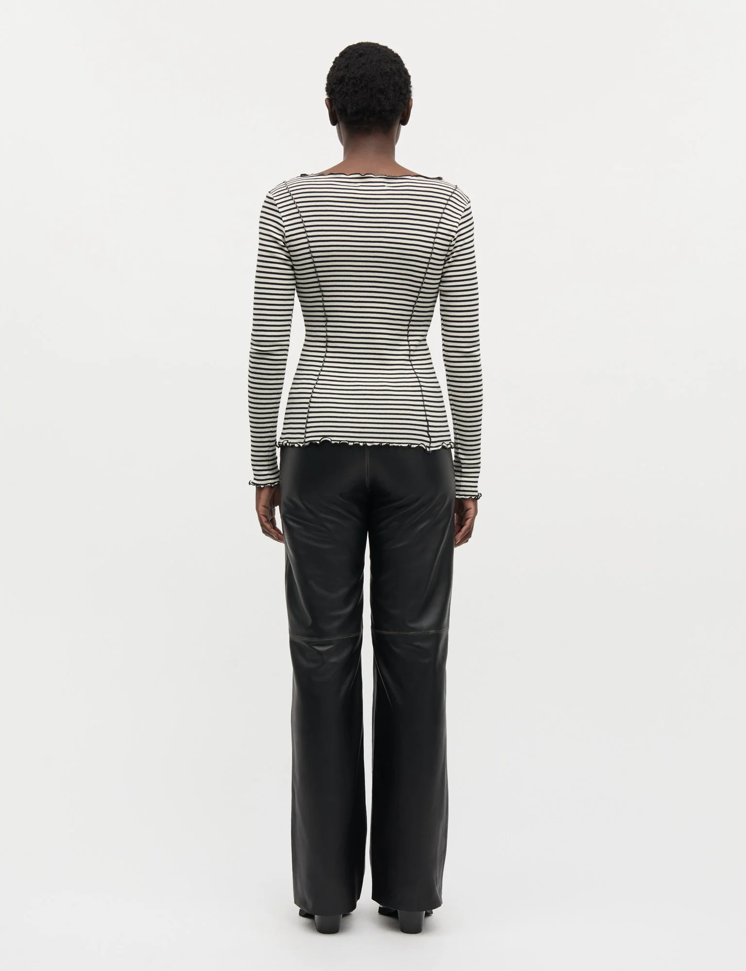 2x2 Cotton Stripe Siri Top, Vanilla Ice/Black - Image 4
