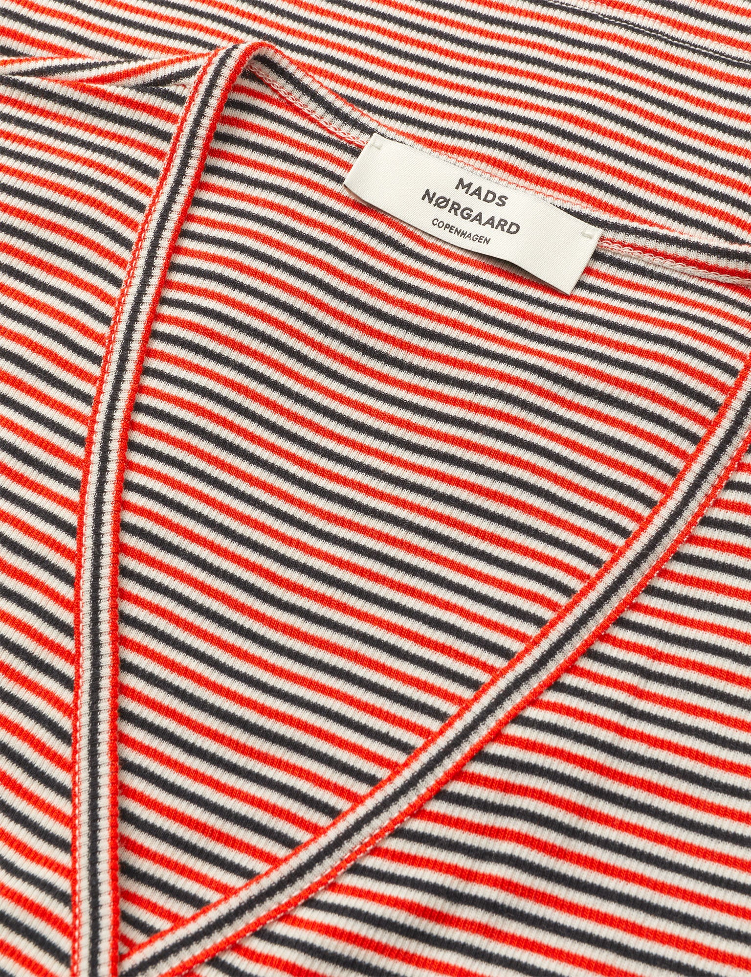 2x2 Cotton Stripe Susi LS Top, Fiery Red/Vanilla Ice - Image 2