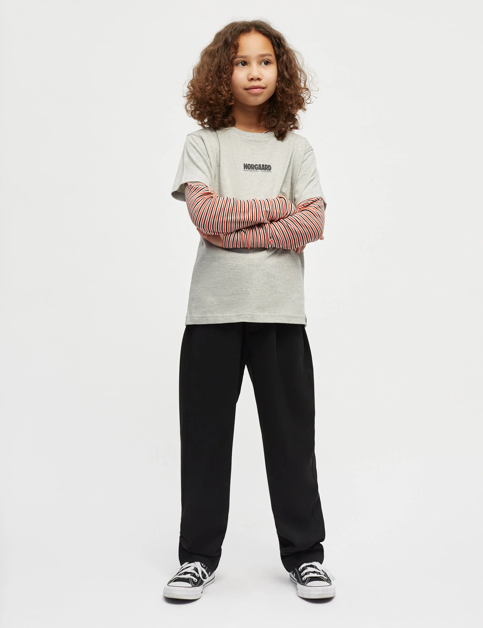 2x2 Cotton Stripe Talino Tee L/S, Fiery Red/Vanilla Ice - Image 2