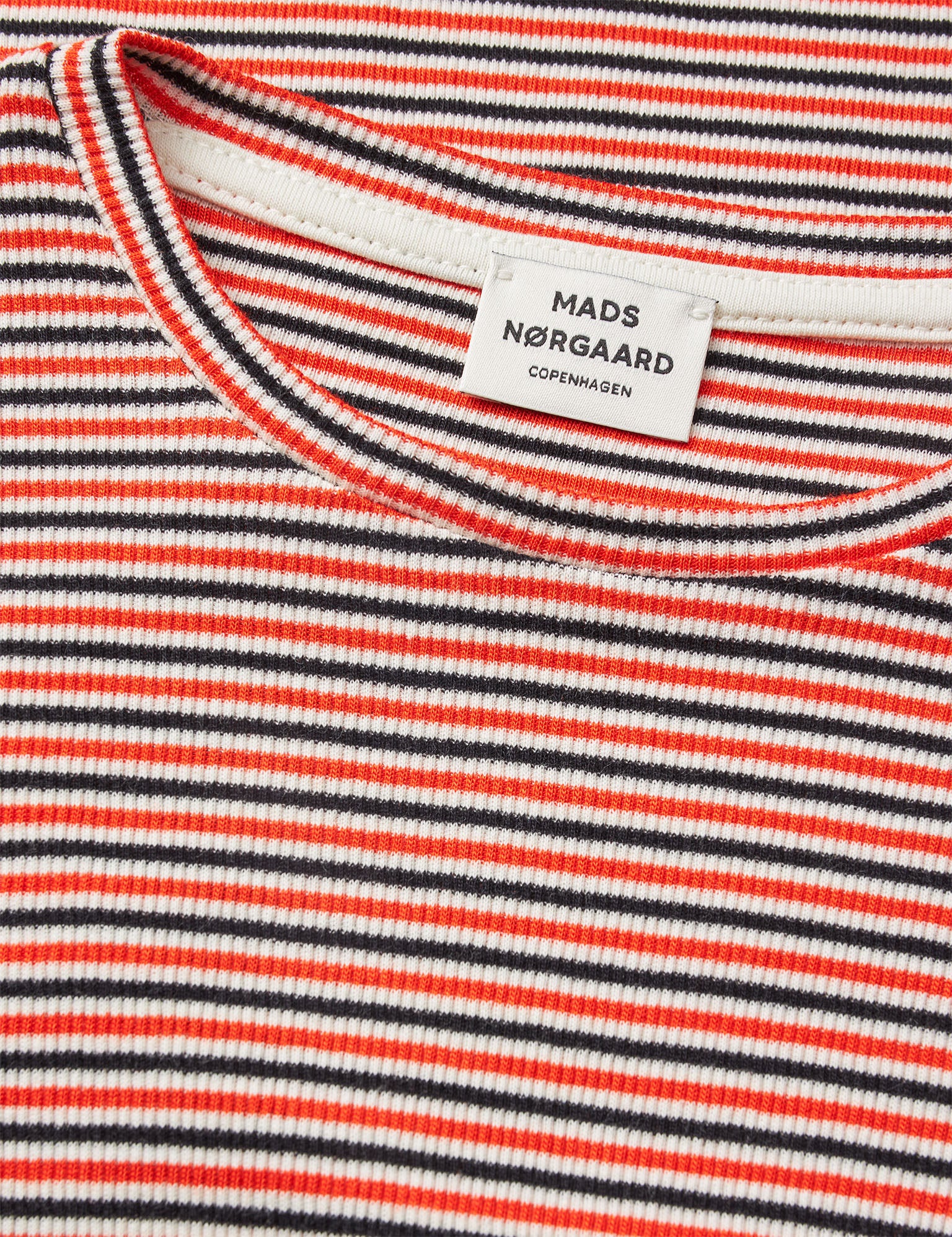 2x2 Cotton Stripe Talino Tee L/S, Fiery Red/Vanilla Ice - Image 3