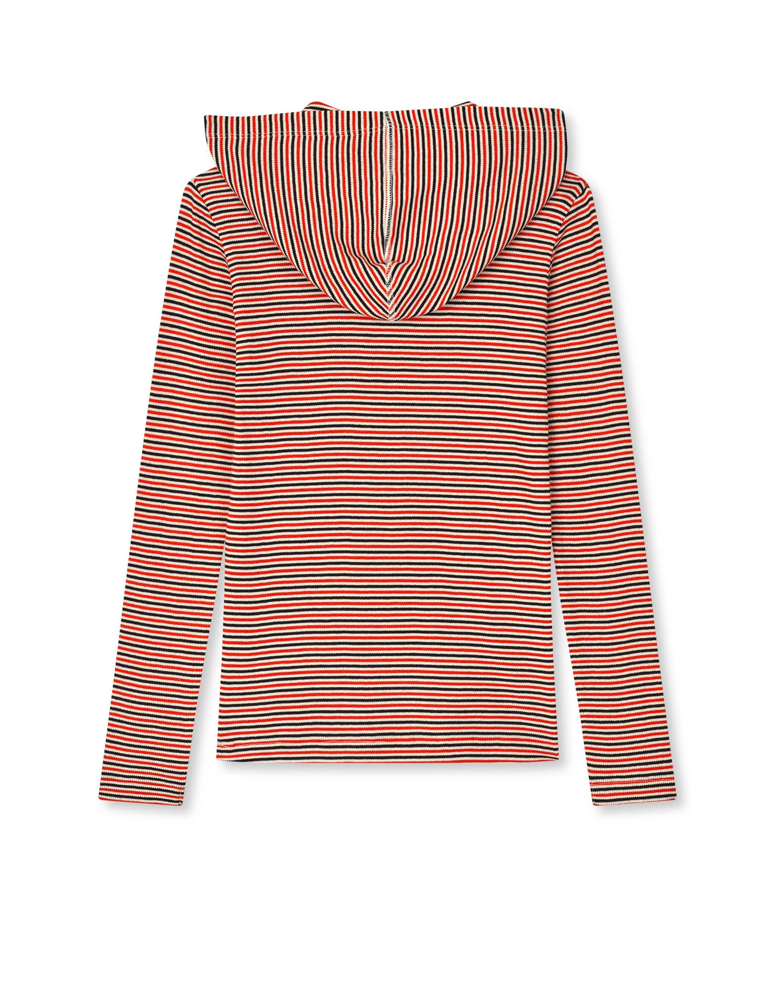 2x2 Cotton Stripe Tally Hoodie, Fiery Red/Vanilla Ice - Image 3