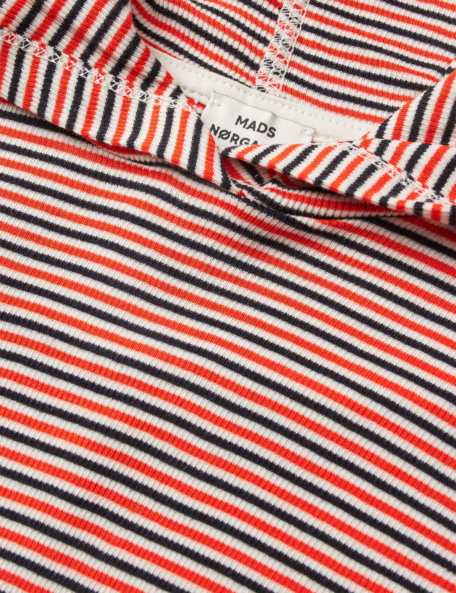 2x2 Cotton Stripe Tally Hoodie, Fiery Red/Vanilla Ice - Image 4