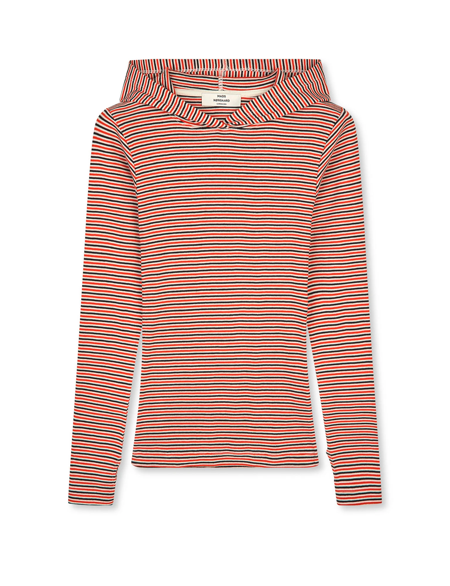 2x2 Cotton Stripe Tutti Hood, Fiery Red/Vanilla Ice