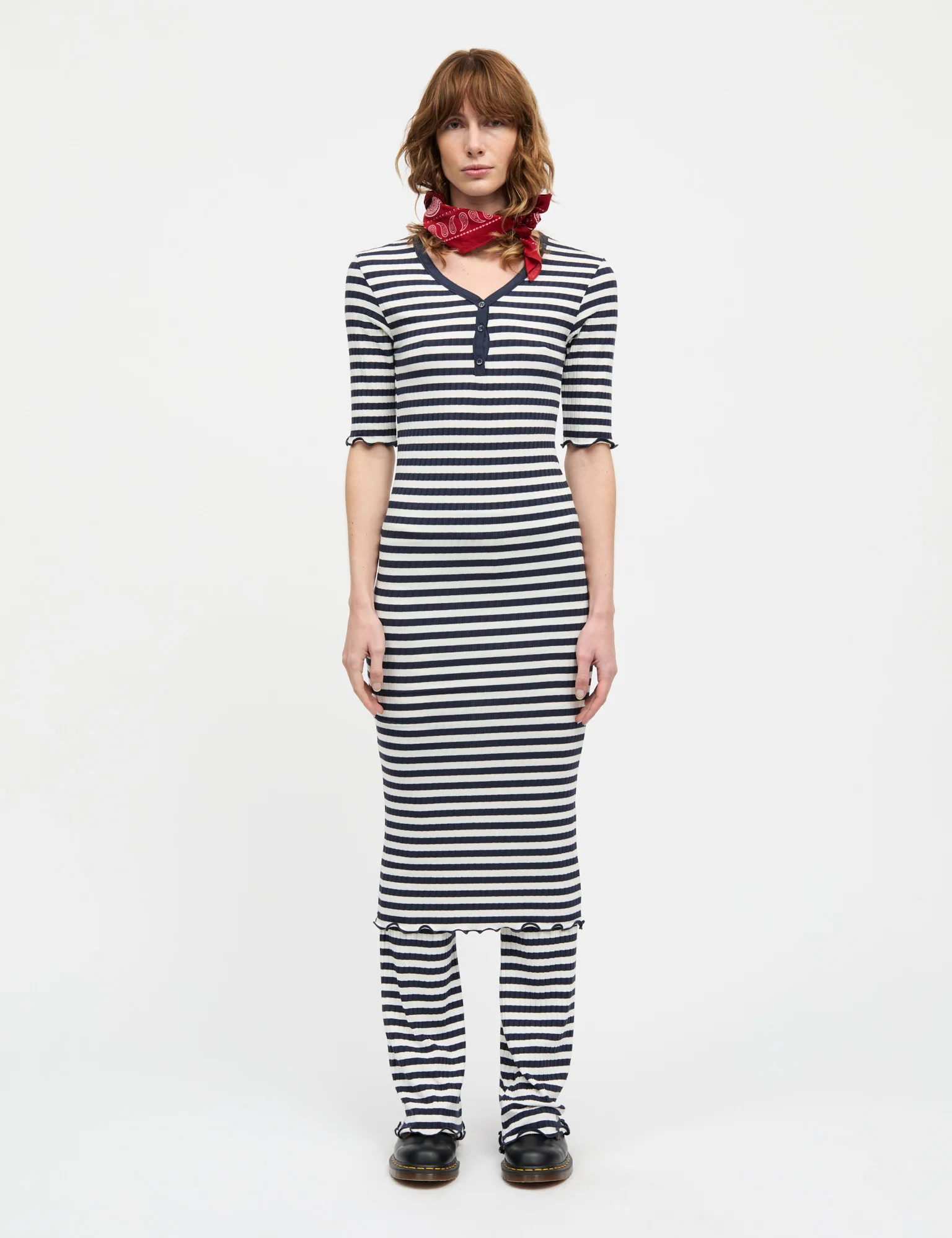 5x5 Stripe Tanya Dress, Vanilla Ice/Parisian Night - Image 2