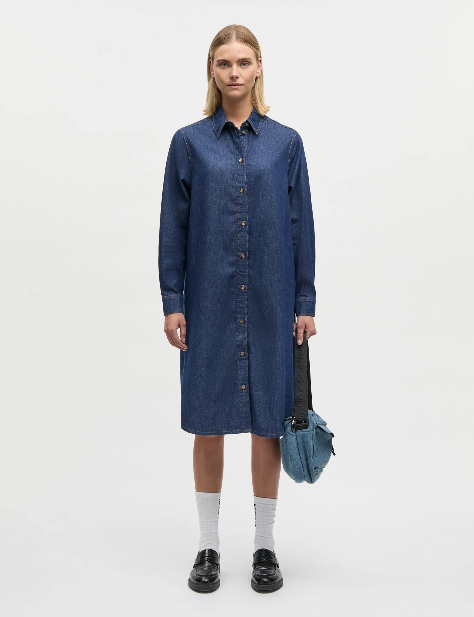 Air Denim Crissy Dress, Mid Blue Denim - Image 2