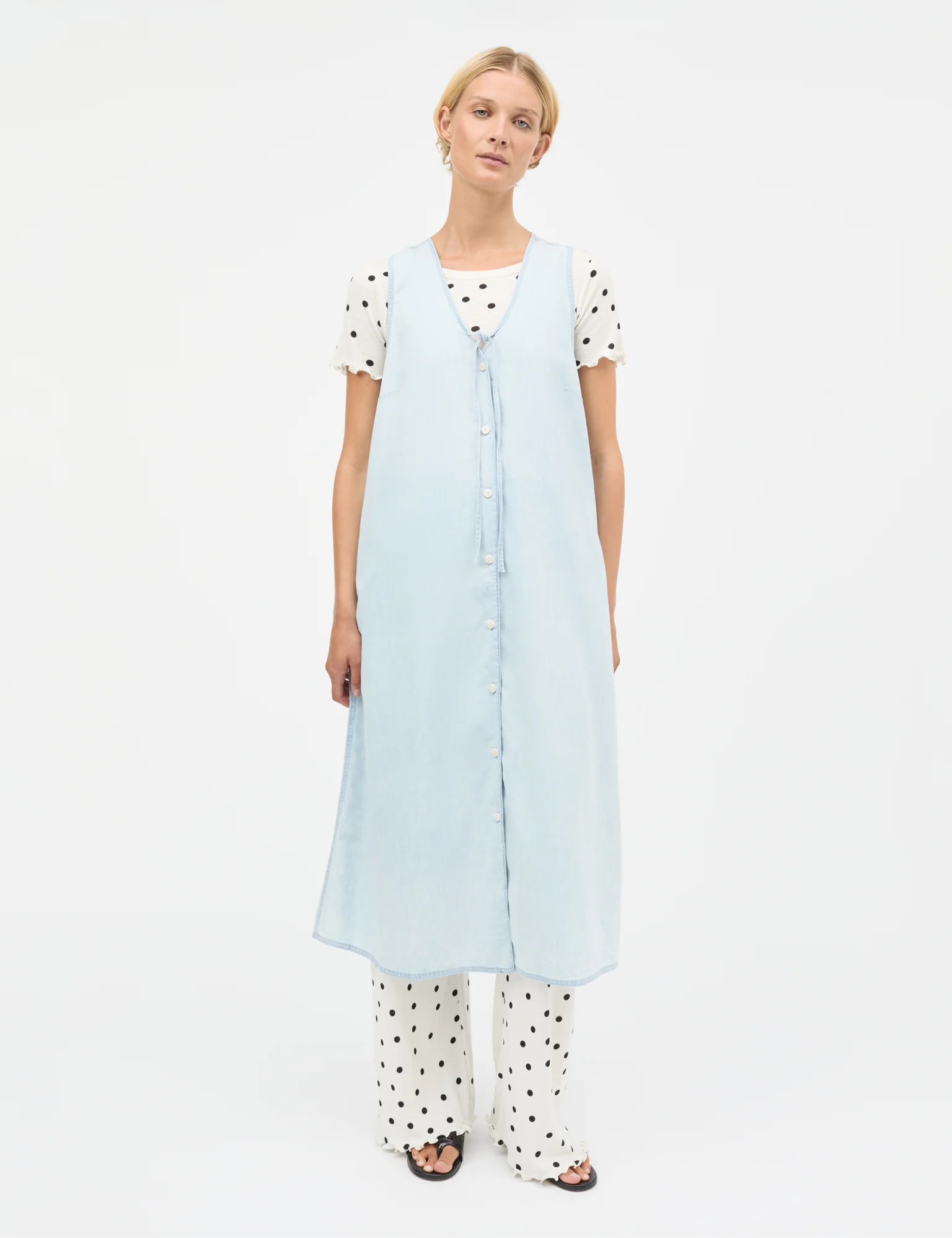 Air Denim Pauline Dress, Sunbleached Blue - Image 3