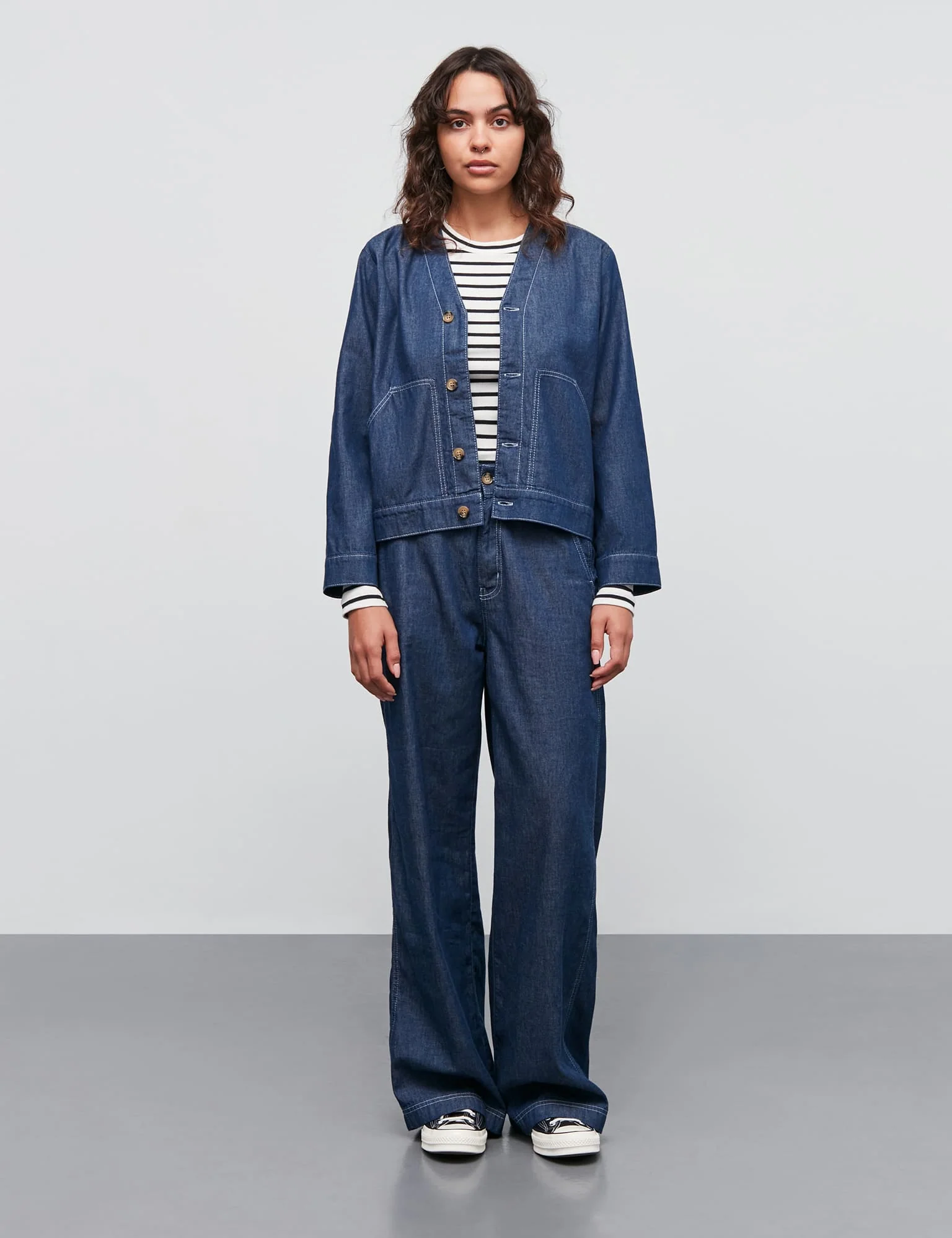 Air Denim Pil Jacket, Dark Blue Denim - Image 2
