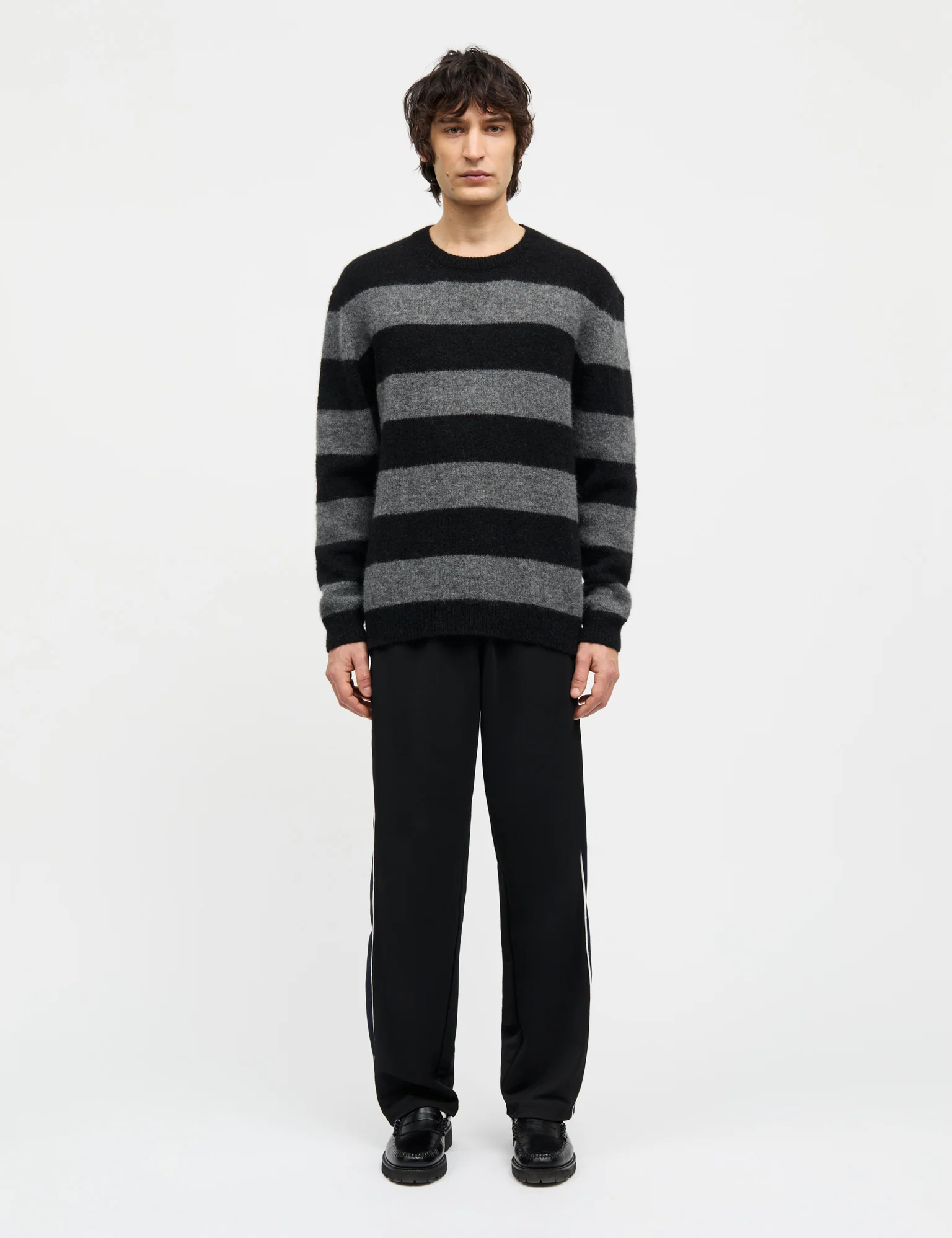Alpaca Vilhelm Stripe Knit, Black/Asphalt - Image 2