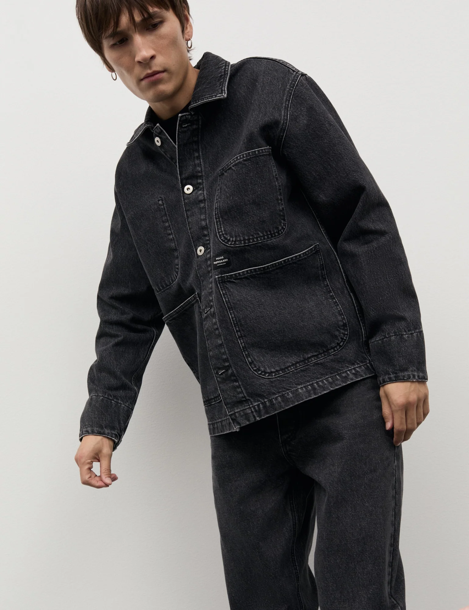 Arizona Black Denim Chore Jacket, Black Grey Stone Wash - Image 4