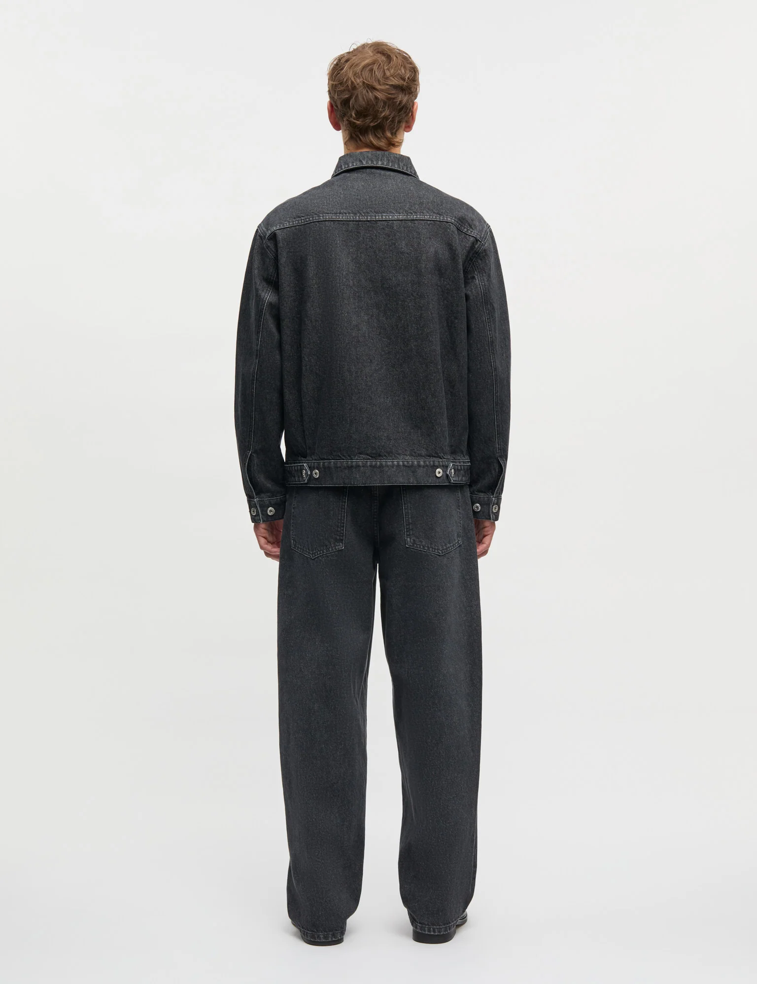 Arizona Black Denim Trucker Jacket, Black Grey Stone Wash - Image 3