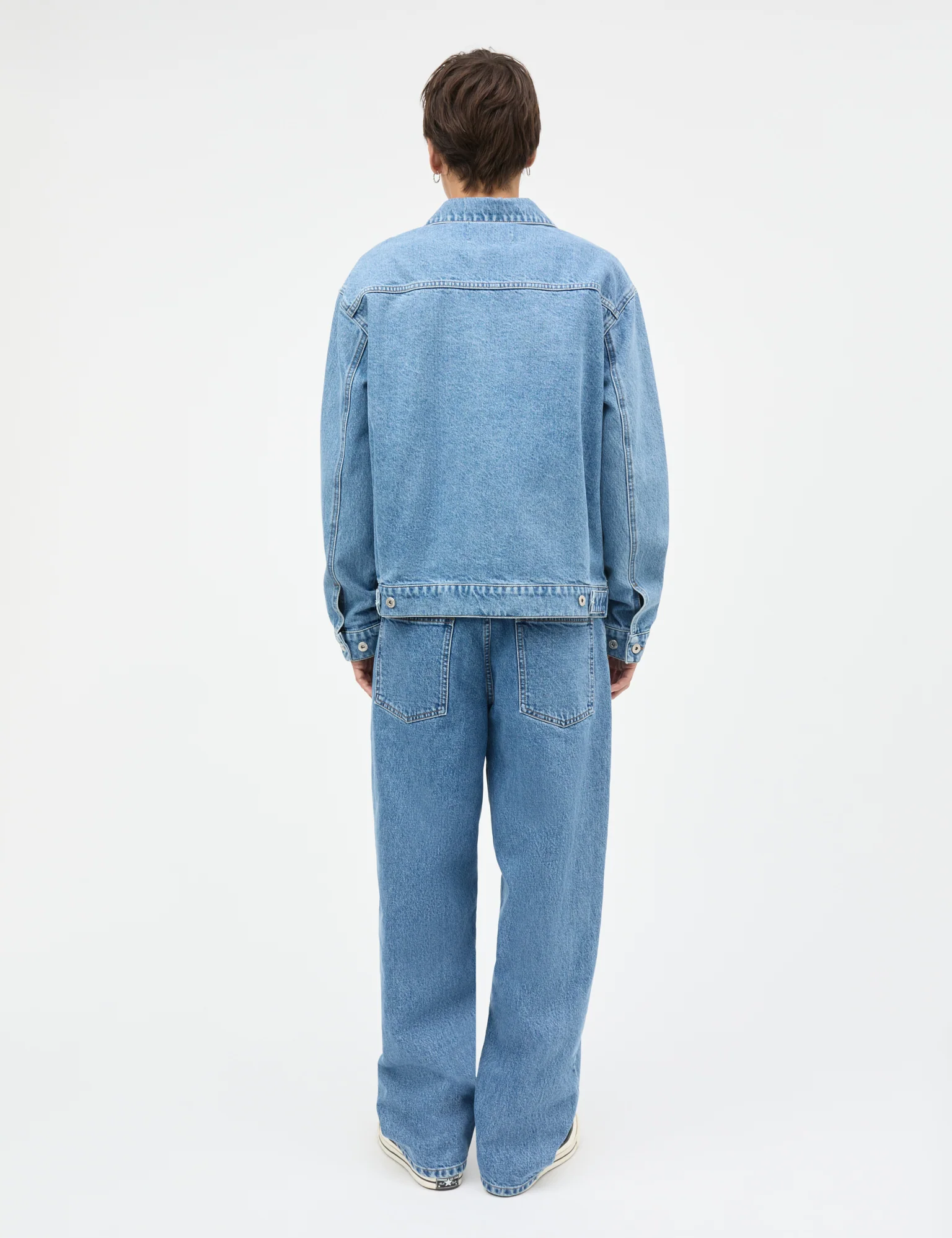 Arizona Denim Trucker Jacket, Mid Blue Stone Wash - Image 4