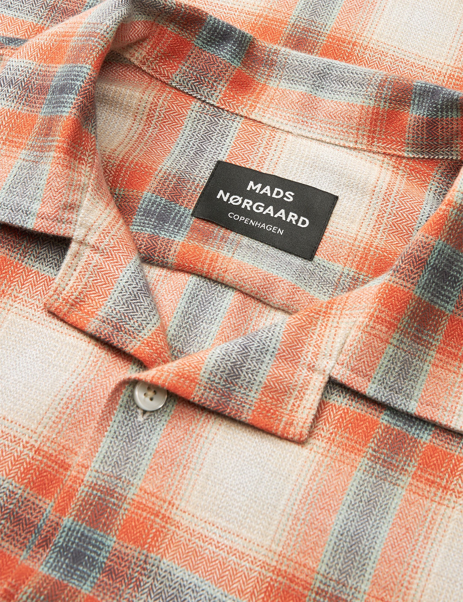 Check Cotton Tencel Luke Shirt, Orange Check - Image 3