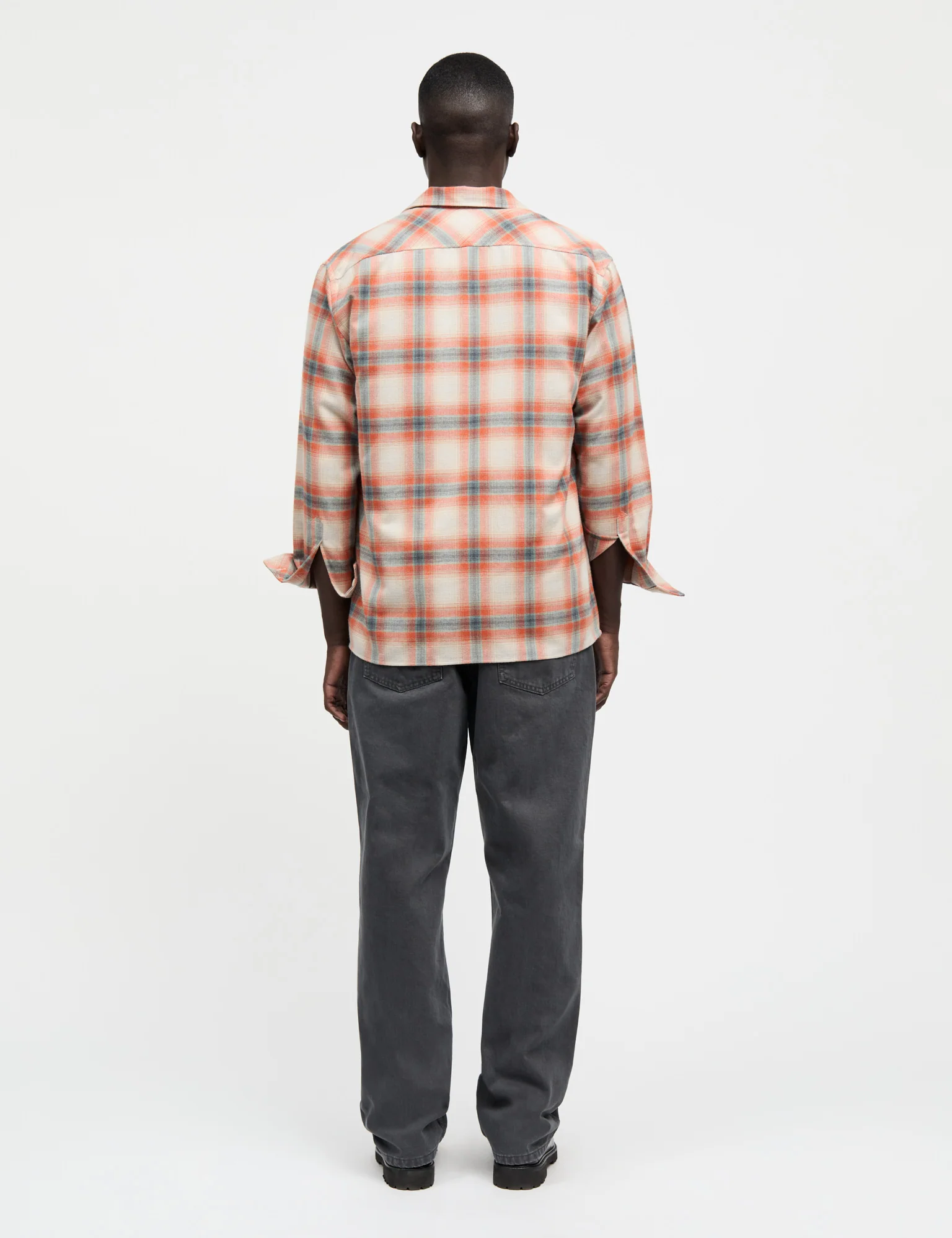 Check Cotton Tencel Luke Shirt, Orange Check - Image 4