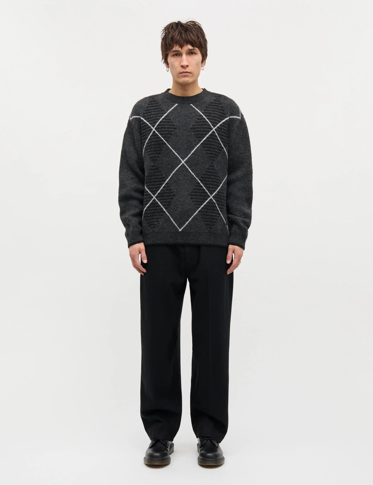 Comfy Wool Adam Argyle Knit, Asphalt