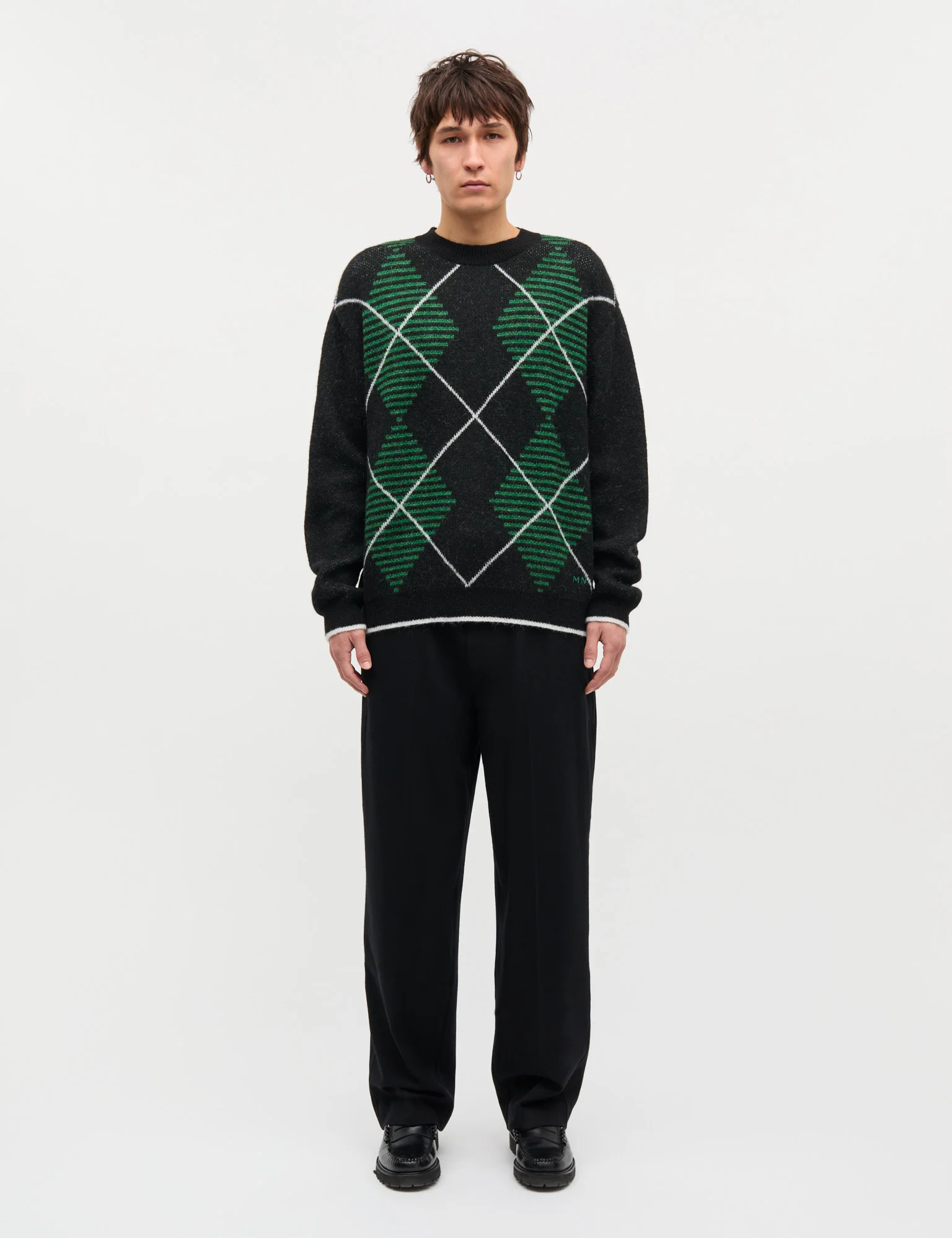 Comfy Wool Adam Argyle Knit, Black