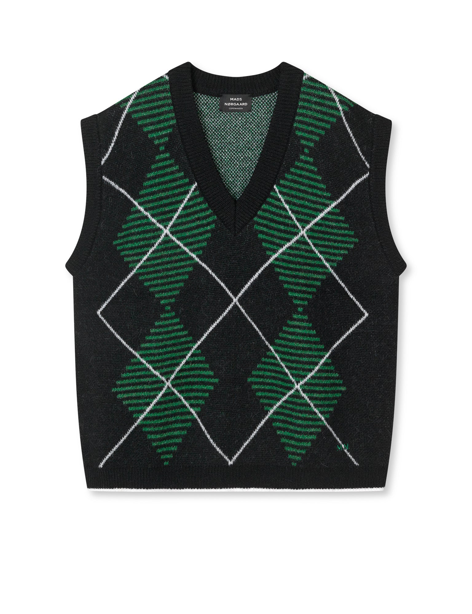 Comfy Wool Harper Argyle Vest, Black