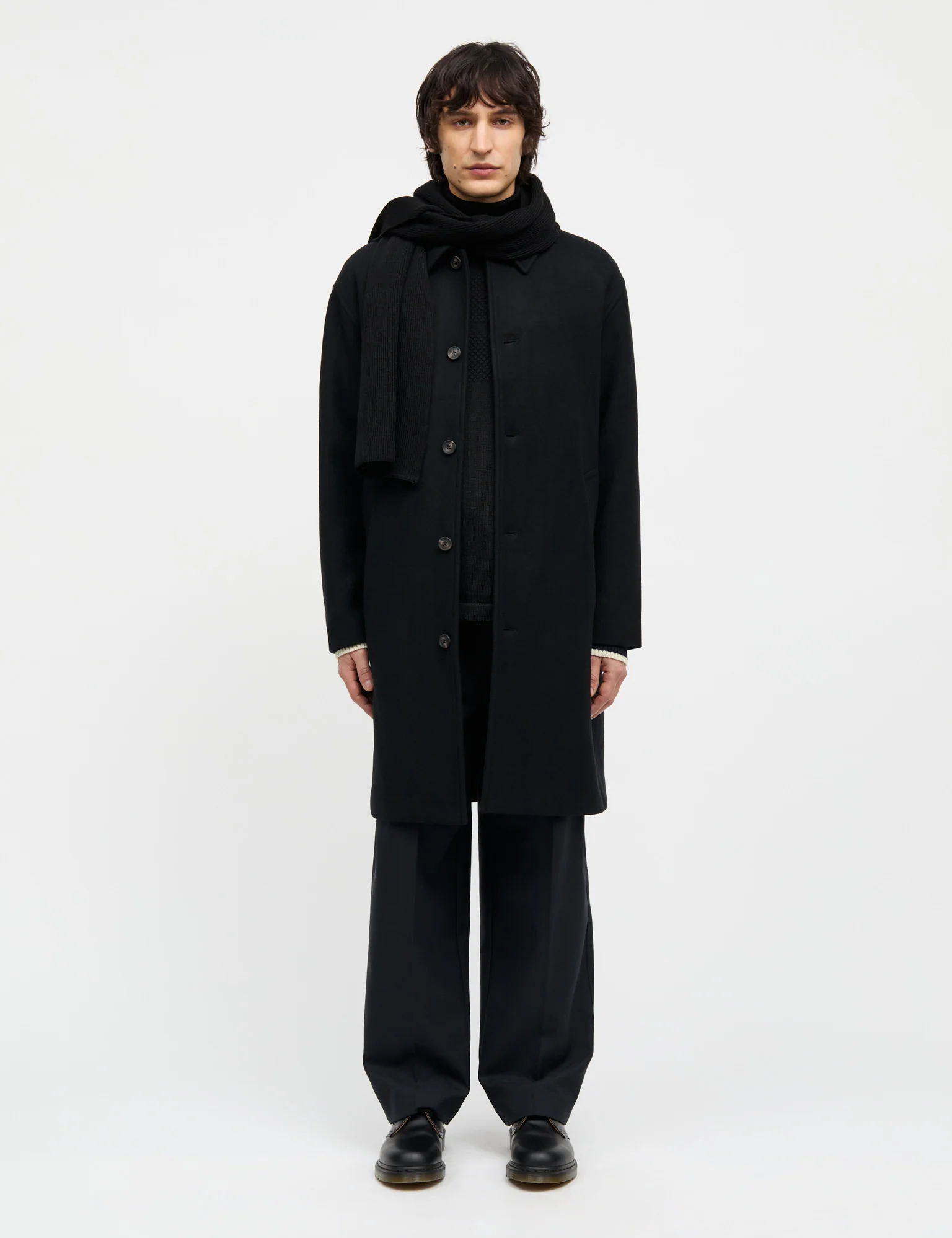 Compact Wool Curtis Coat, Black - Image 2