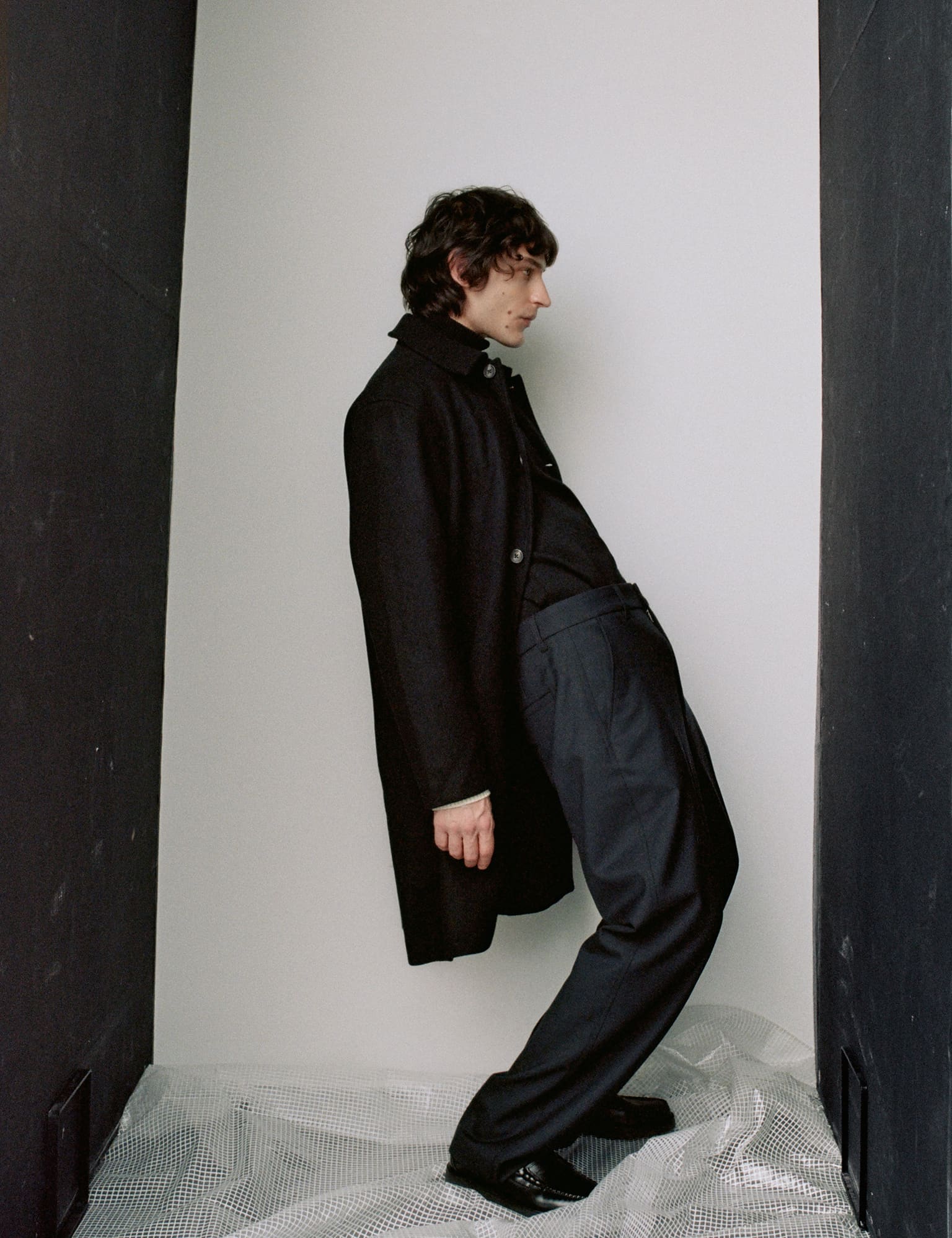 Compact Wool Curtis Coat, Black - Image 5