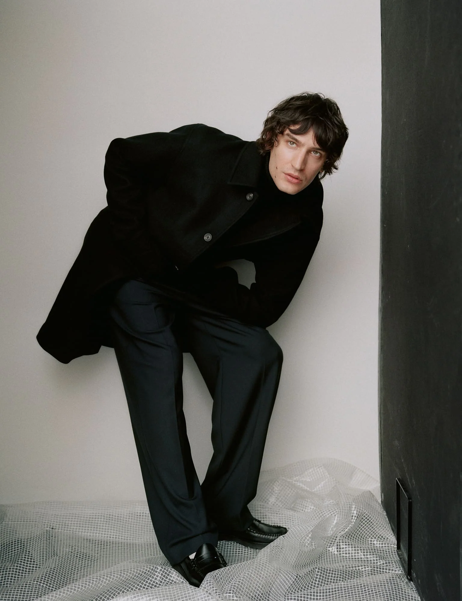 Compact Wool Curtis Coat, Black - Image 6