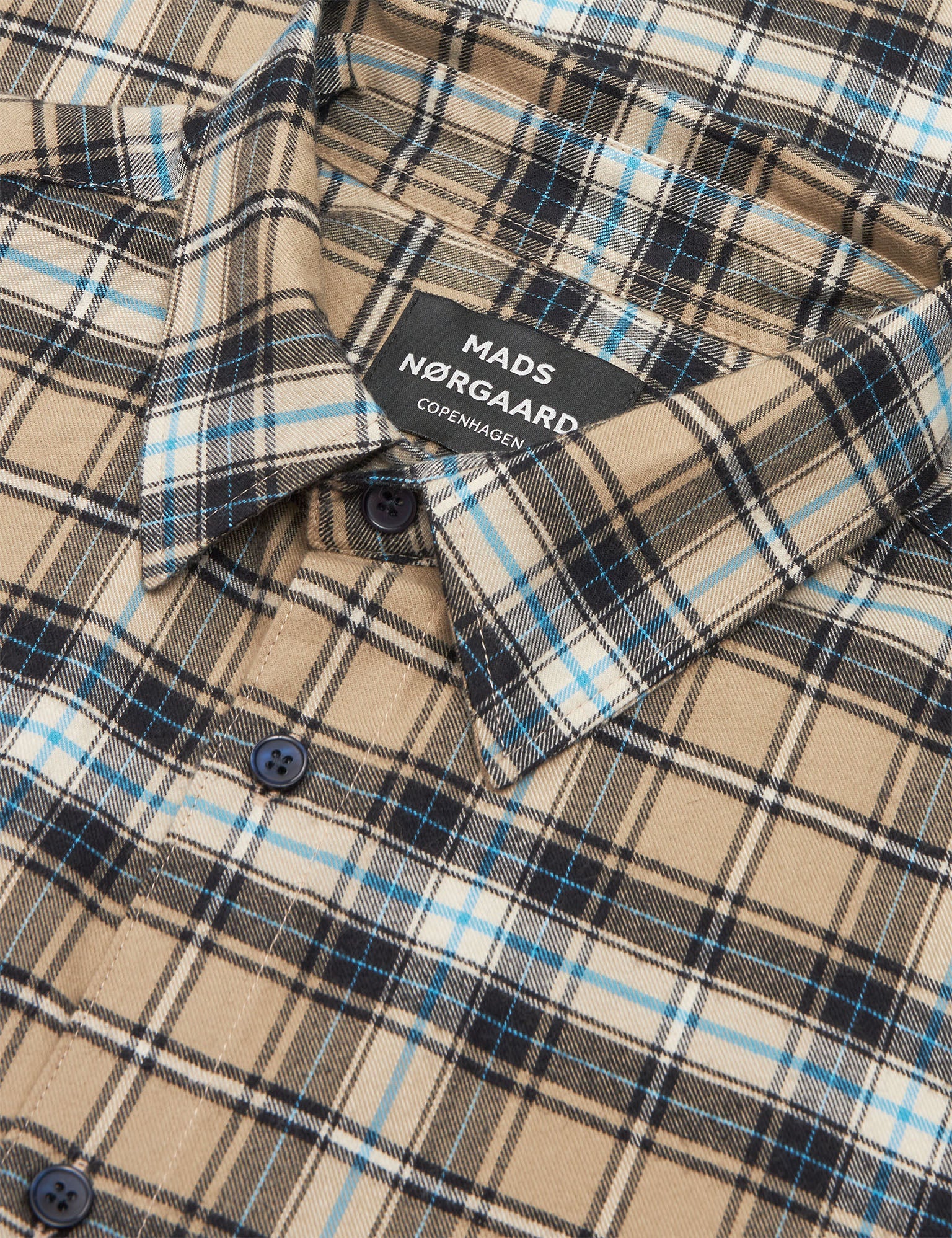 Cotton Flannel Check Sune Shirt, Silver Sage Check - Image 3