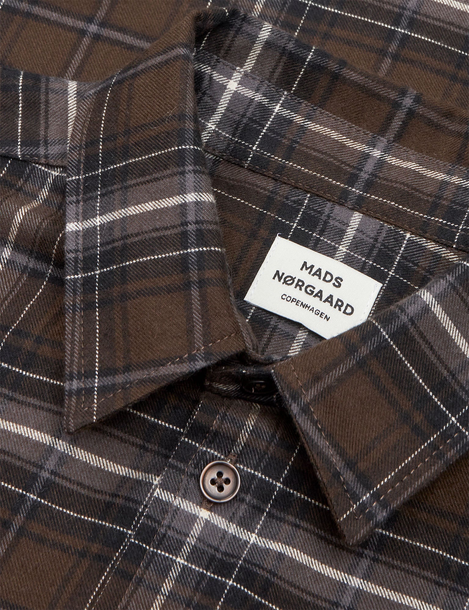 Cotton Flannel Svano Shirt, Demitasse Check - Image 4
