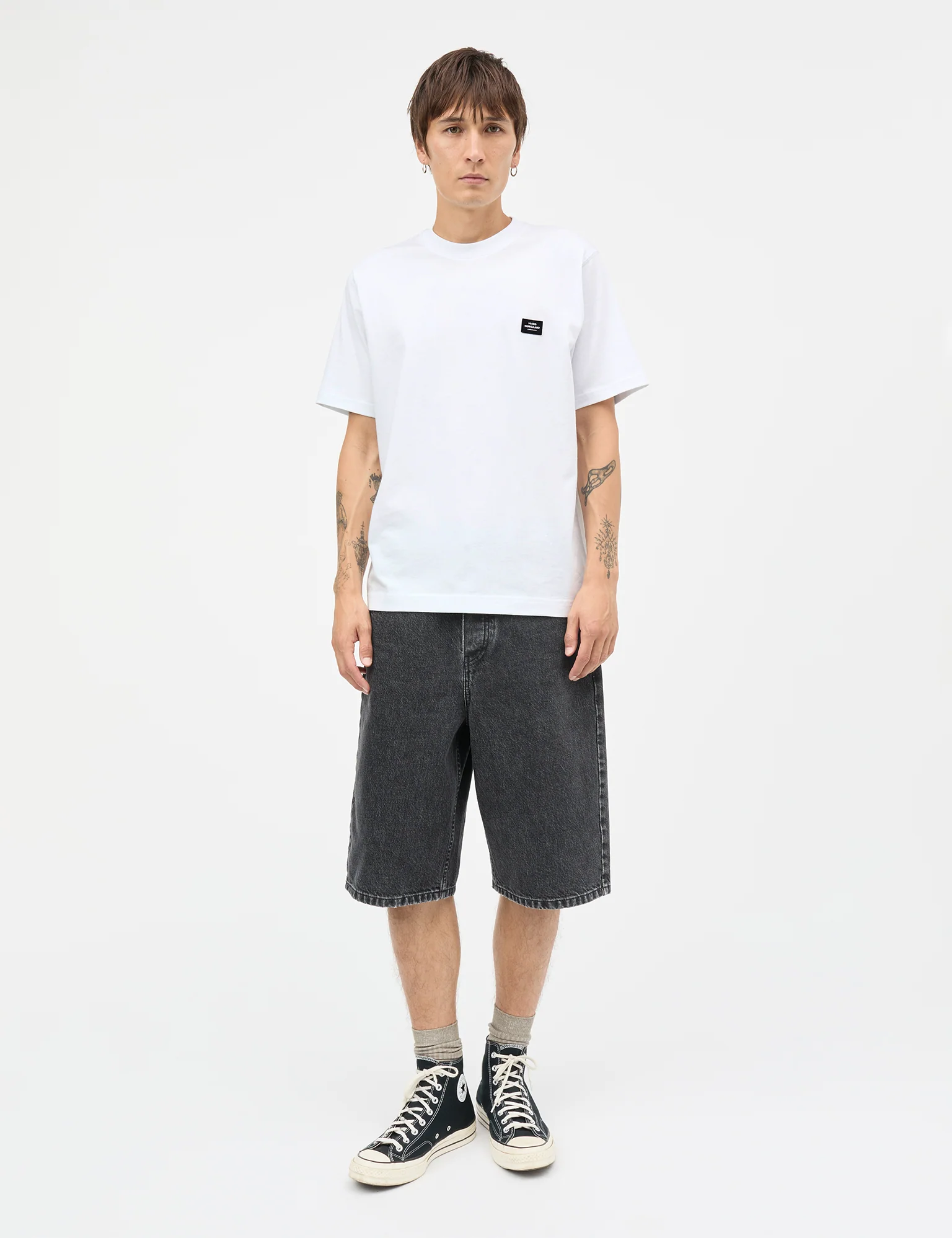 Cotton Jersey Frode Patch Tee, White