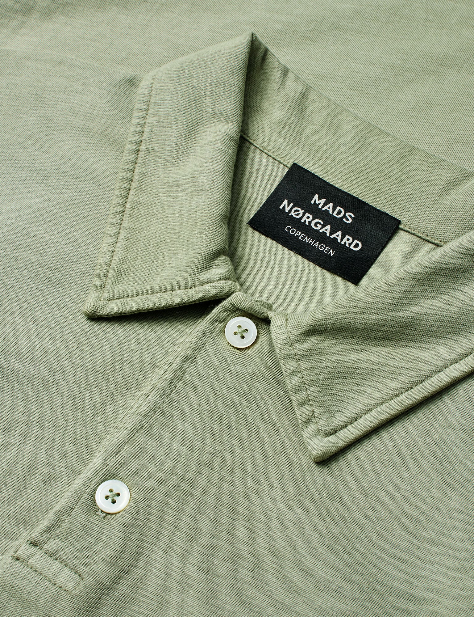 Cotton Jersey Pigment Dye Polo Shirt, Oil Green - Image 3