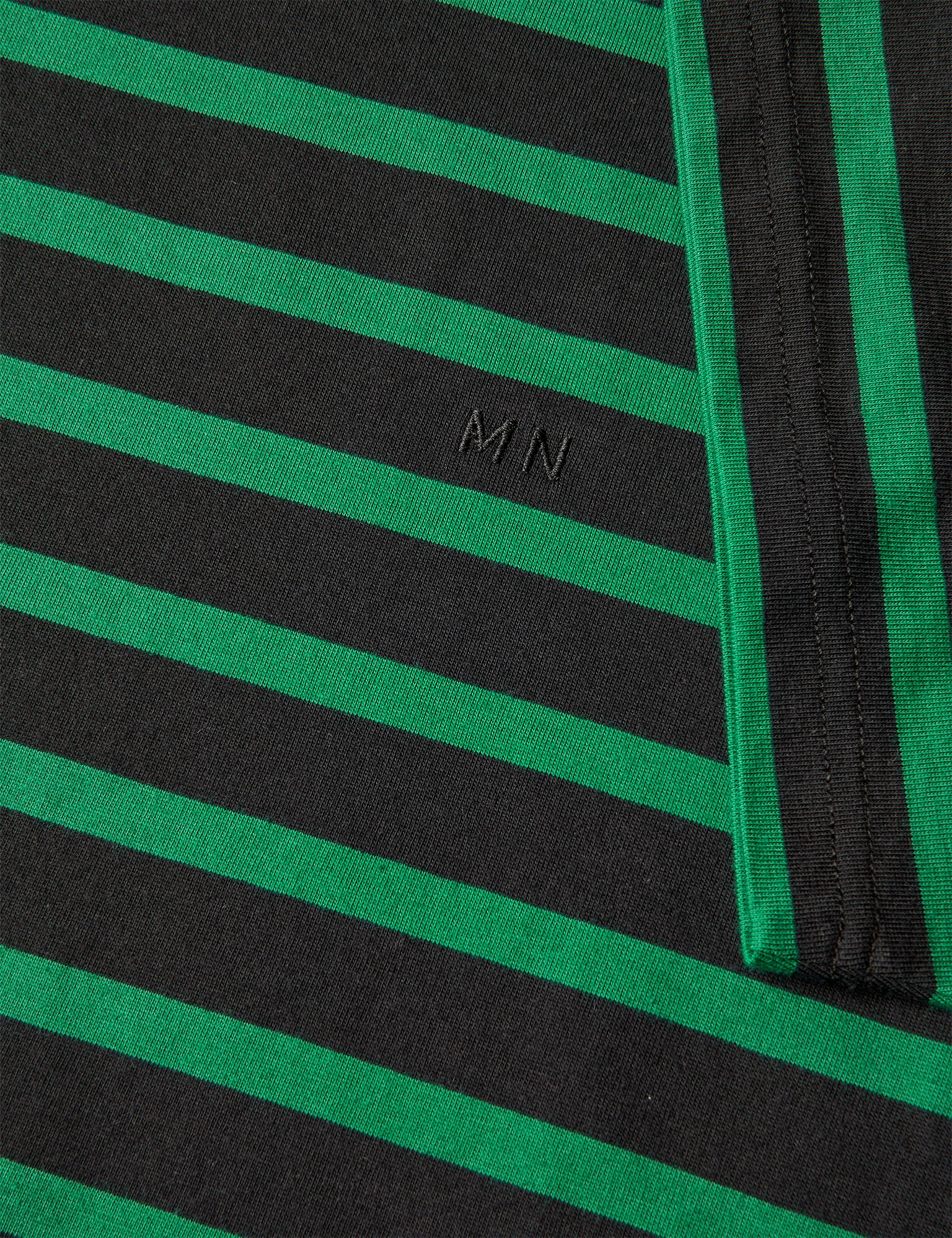 Cotton Jersey Stripe Frode Tee, Black/Verdant Green - Image 3