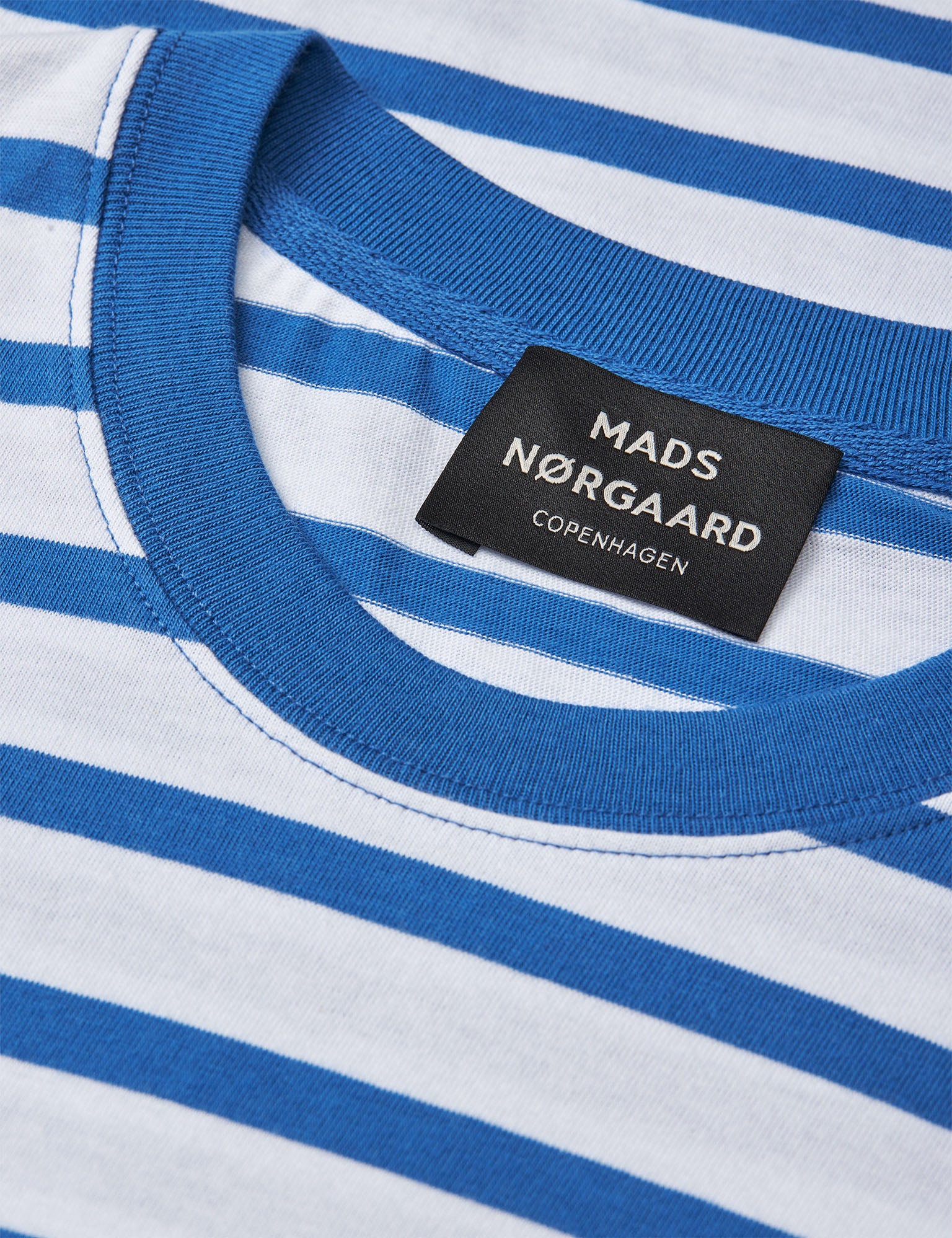 Cotton Jersey Stripe Frode Tee, Bright Cobalt/White - Image 3