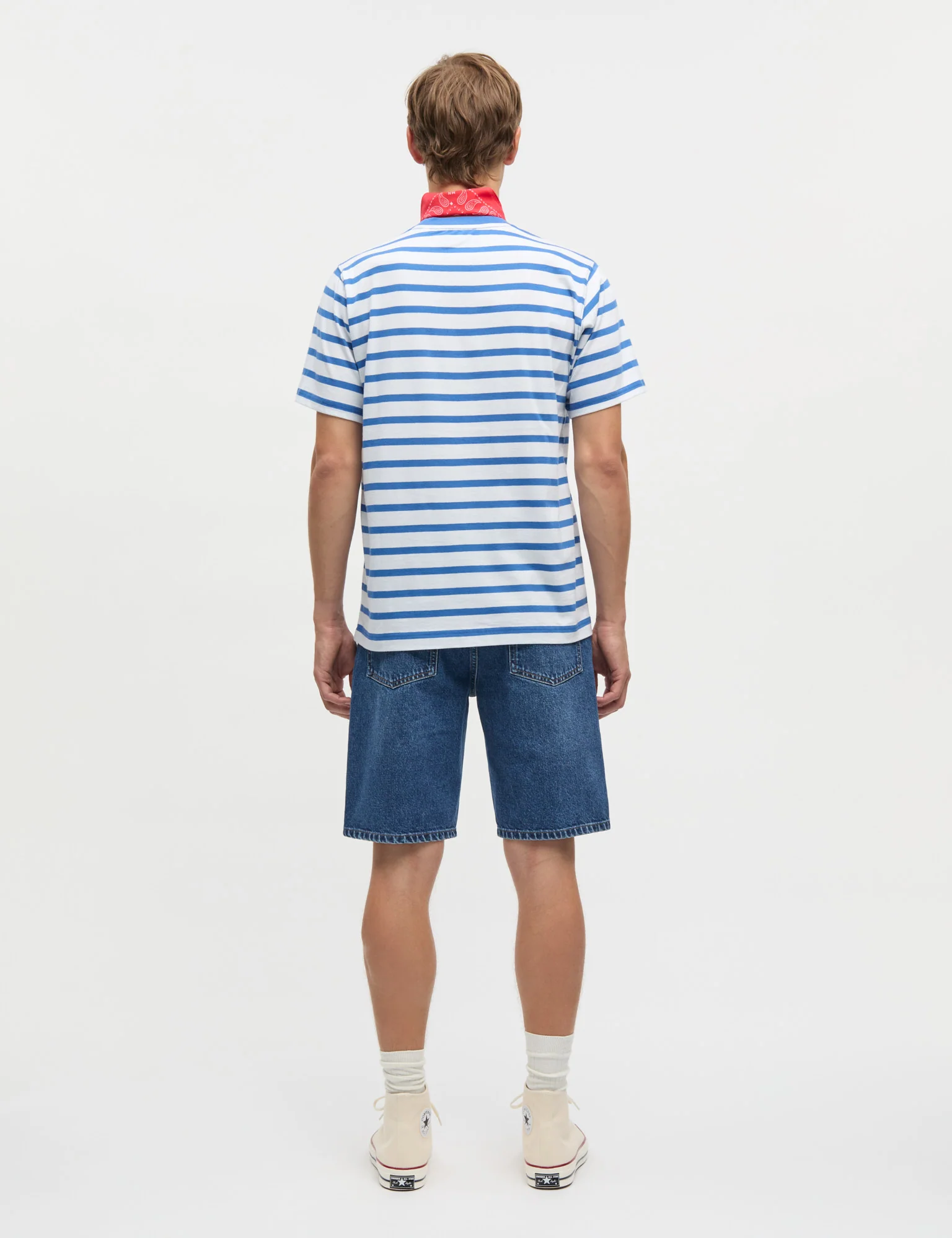 Cotton Jersey Stripe Frode Tee, Bright Cobalt/White - Image 4
