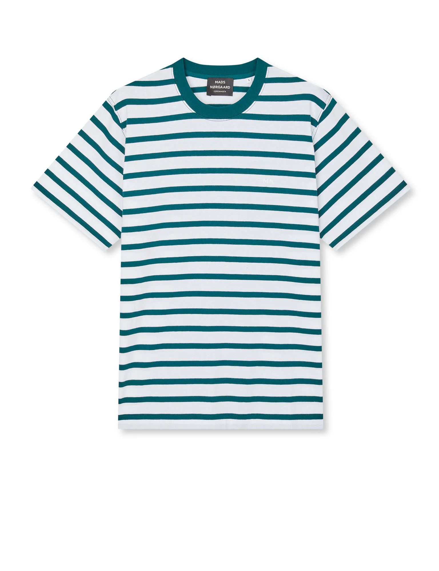 Cotton Jersey Stripe Frode Tee, Deep Sea/White