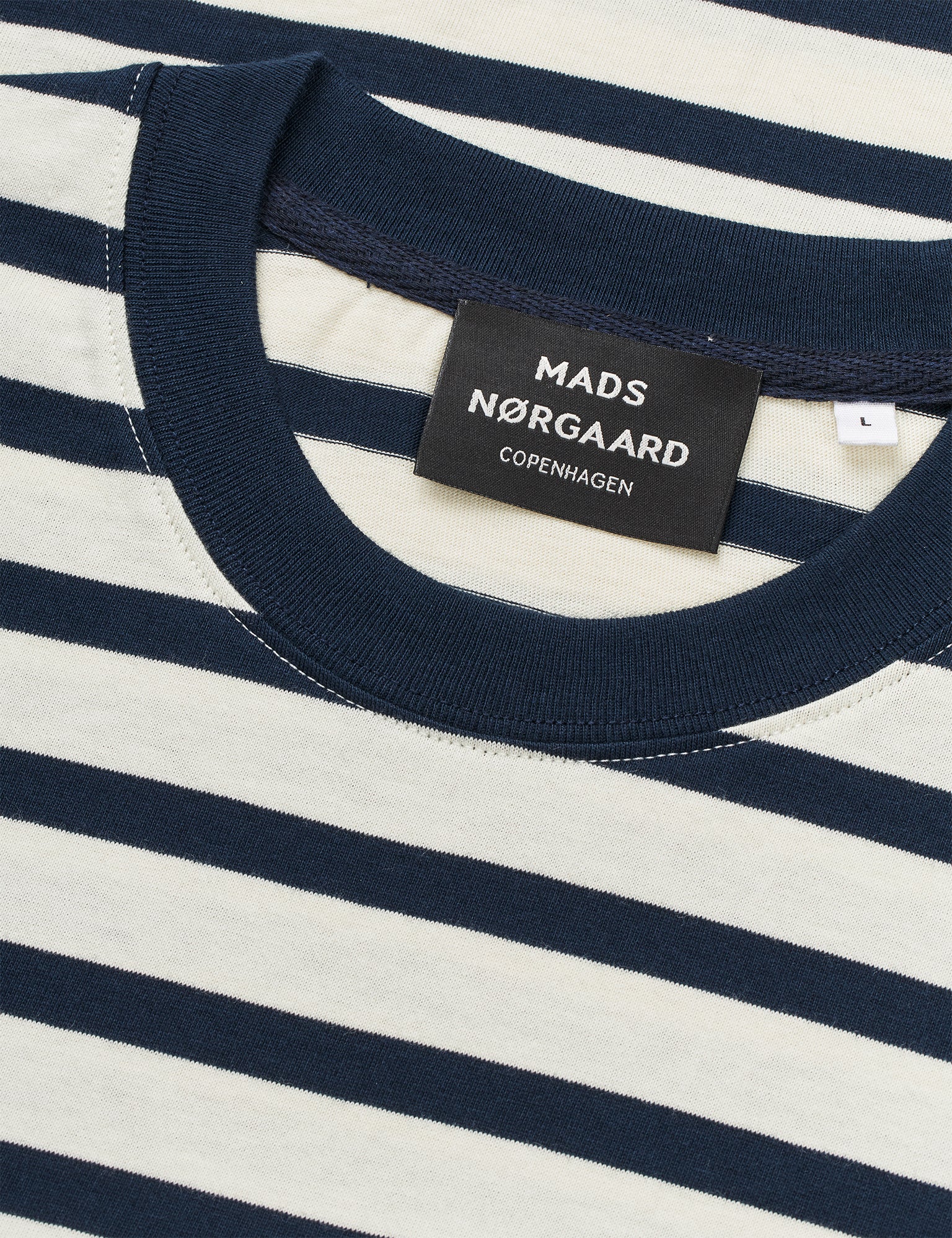 Cotton Jersey Stripe Frode Tee LS, Vanilla Ice/Sky Captain - Image 3