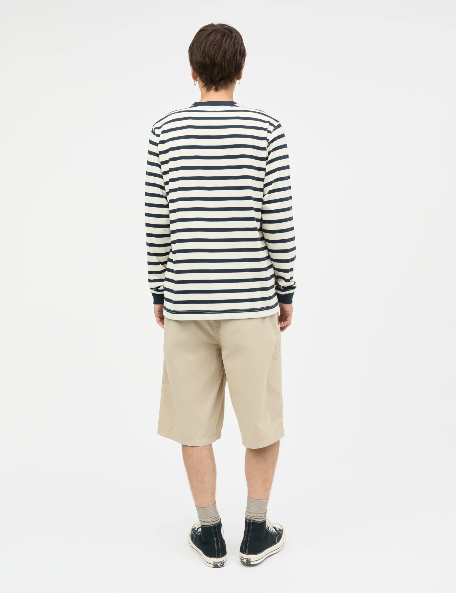 Cotton Jersey Stripe Frode Tee LS, Vanilla Ice/Sky Captain - Image 4