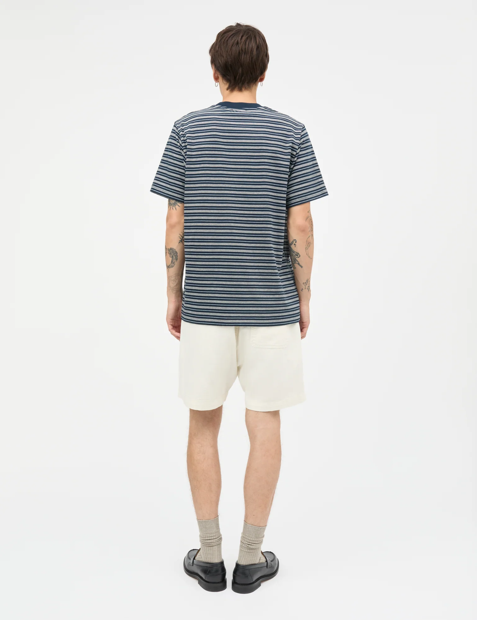 Cotton Jersey Stripe Frode Tee, Sky Captain/Vanilla Ice/Cashme - Image 4