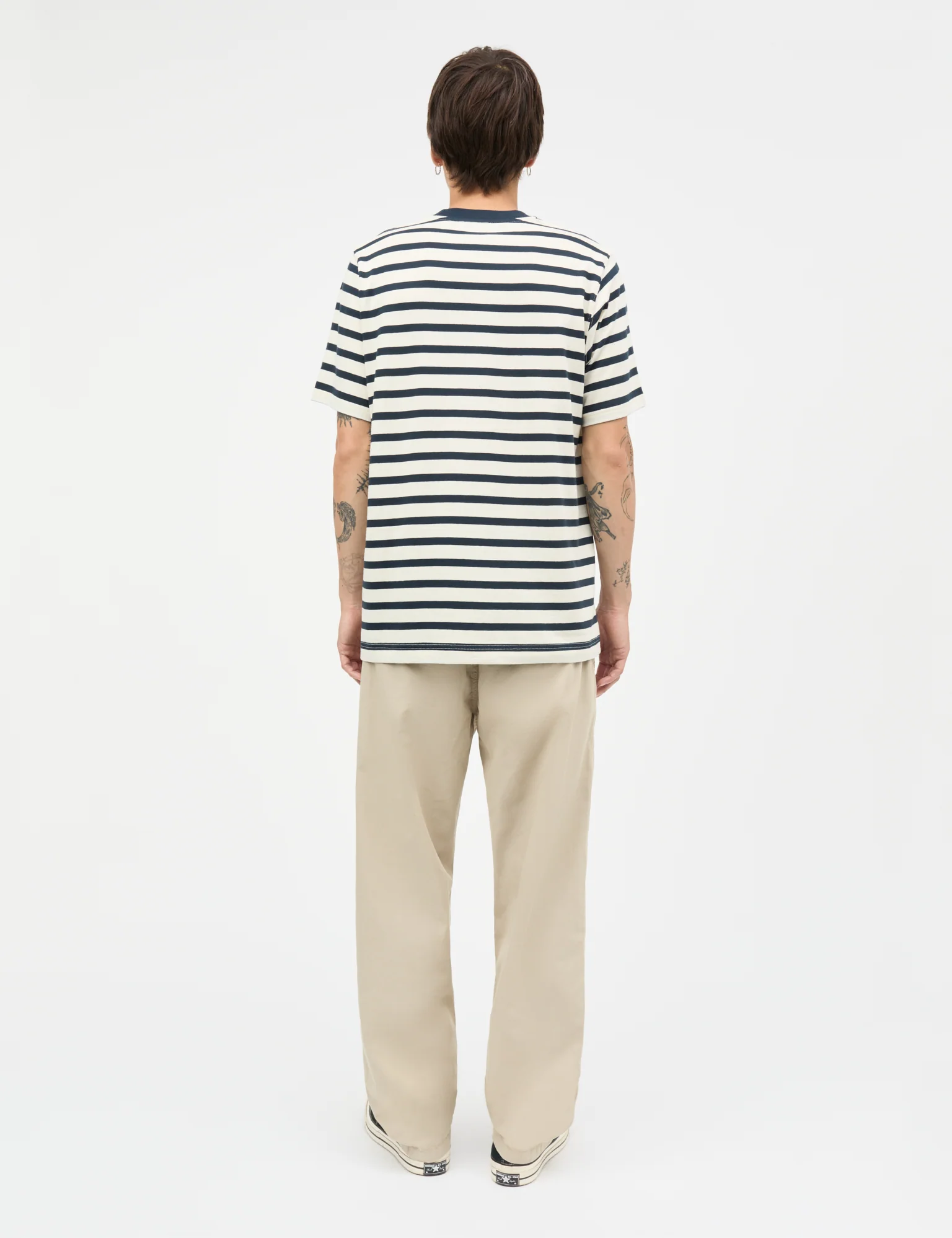 Cotton Jersey Stripe Frode Tee, Vanilla Ice/Sky Captain - Image 4