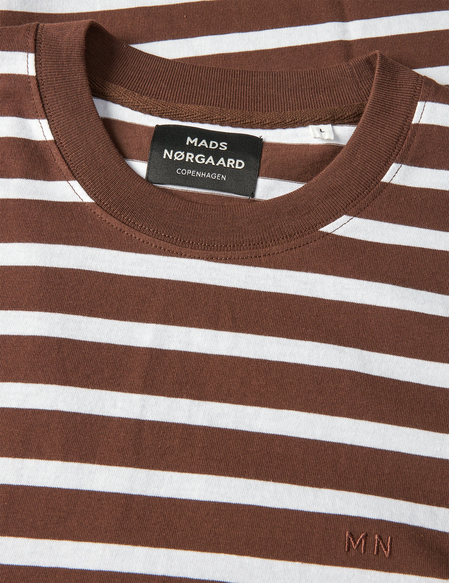 Cotton Jersey Stripe Frode Tee, White/Chicory Coffee - Image 3
