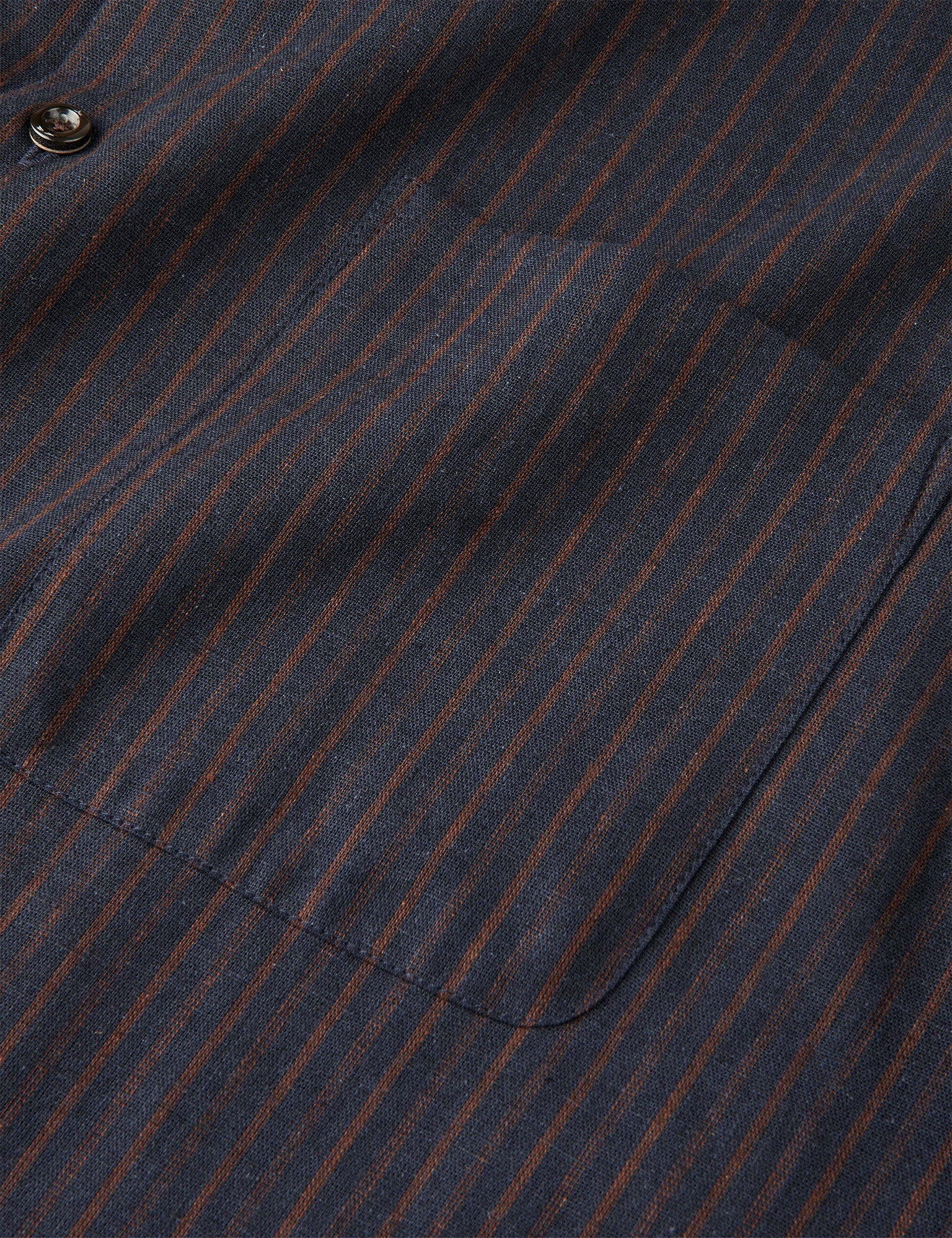 Cotton Linen Victor Stripe Shirt SS, Chicory Coffee/Parisian Night - Image 3