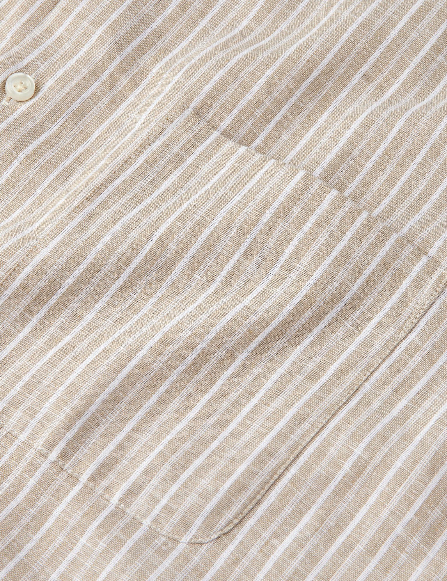 Cotton Linen Victor Stripe Shirt SS, Trench Coat/White - Image 3