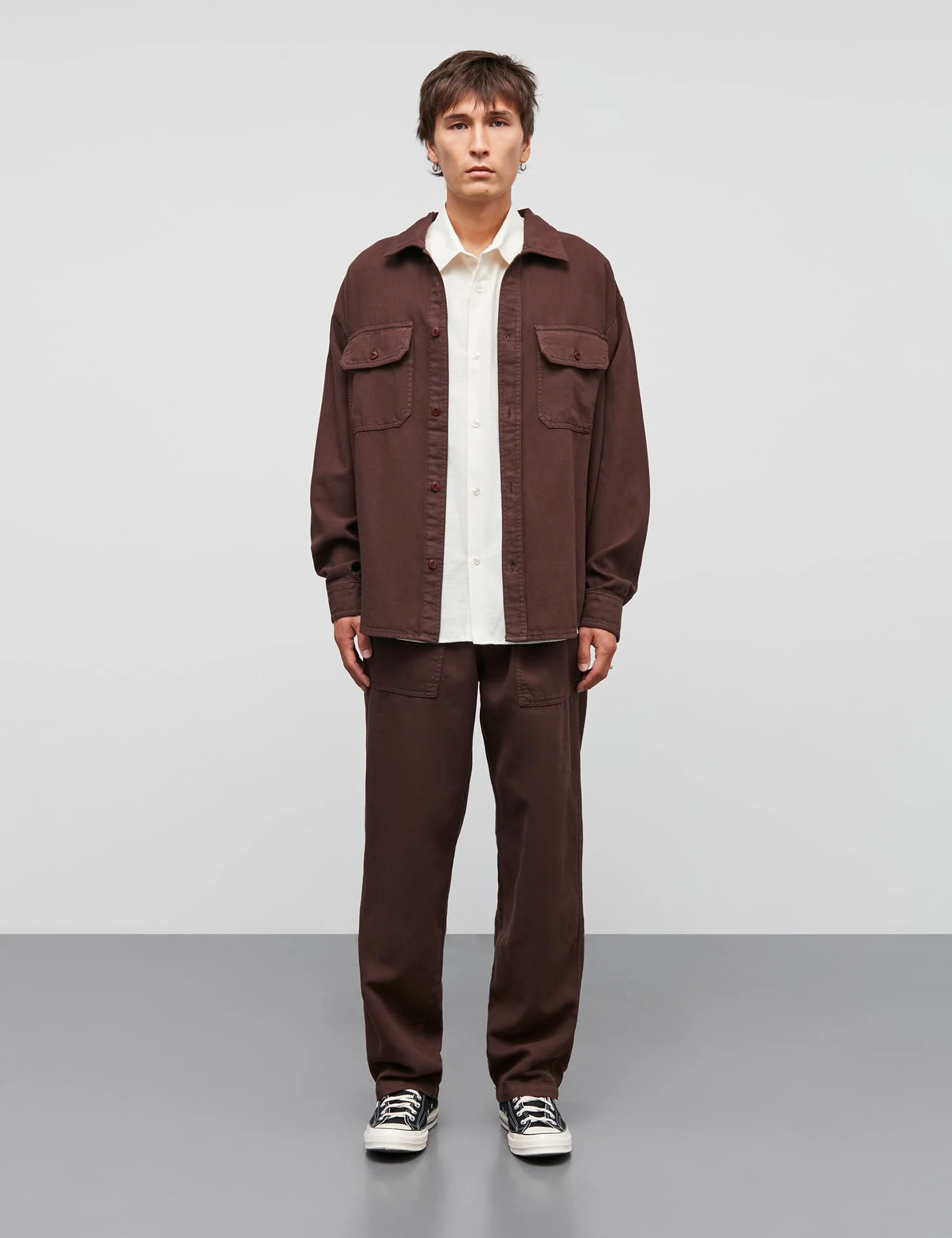 Cotton Linen Work August Shirt, Chicory Coffee - Image 2