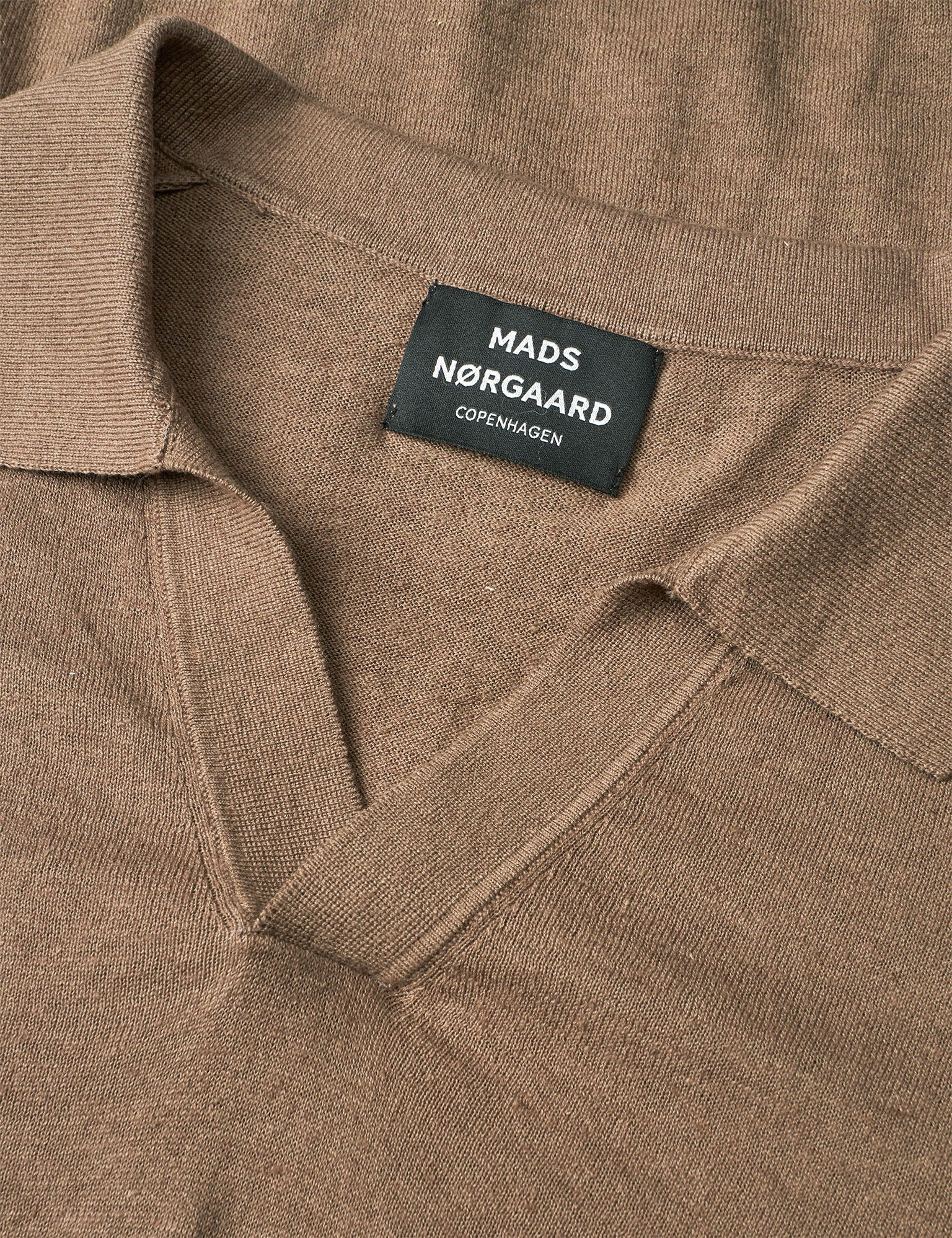 Cotton Lino Theo Polo Knit, Walnut - Image 2