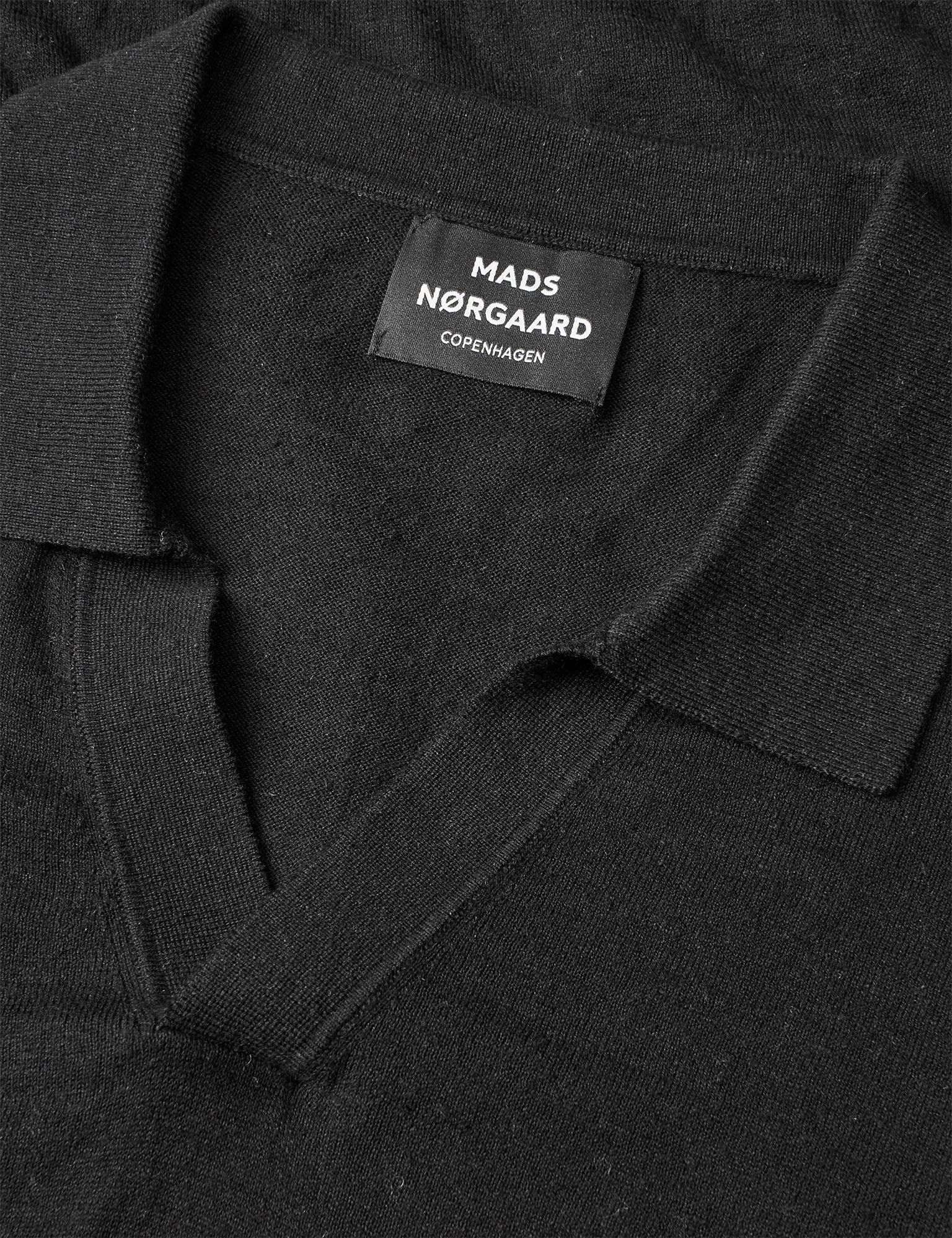 Cotton Lino Theo Polo LS Knit, Black - Image 3