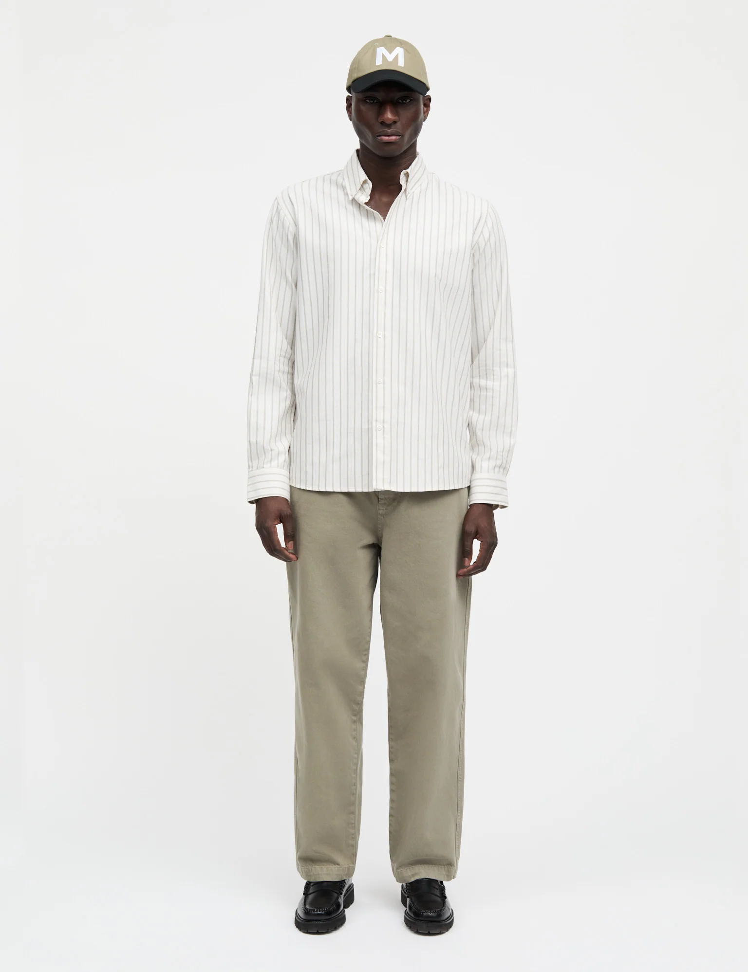 Cotton Oxford Sune Stripe Shirt BD FAV, White/Four Leaf Clover/Rainy D - Image 2
