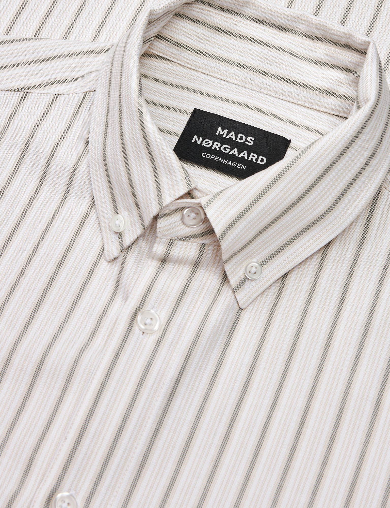 Cotton Oxford Sune Stripe Shirt BD FAV, White/Four Leaf Clover/Rainy D - Image 5