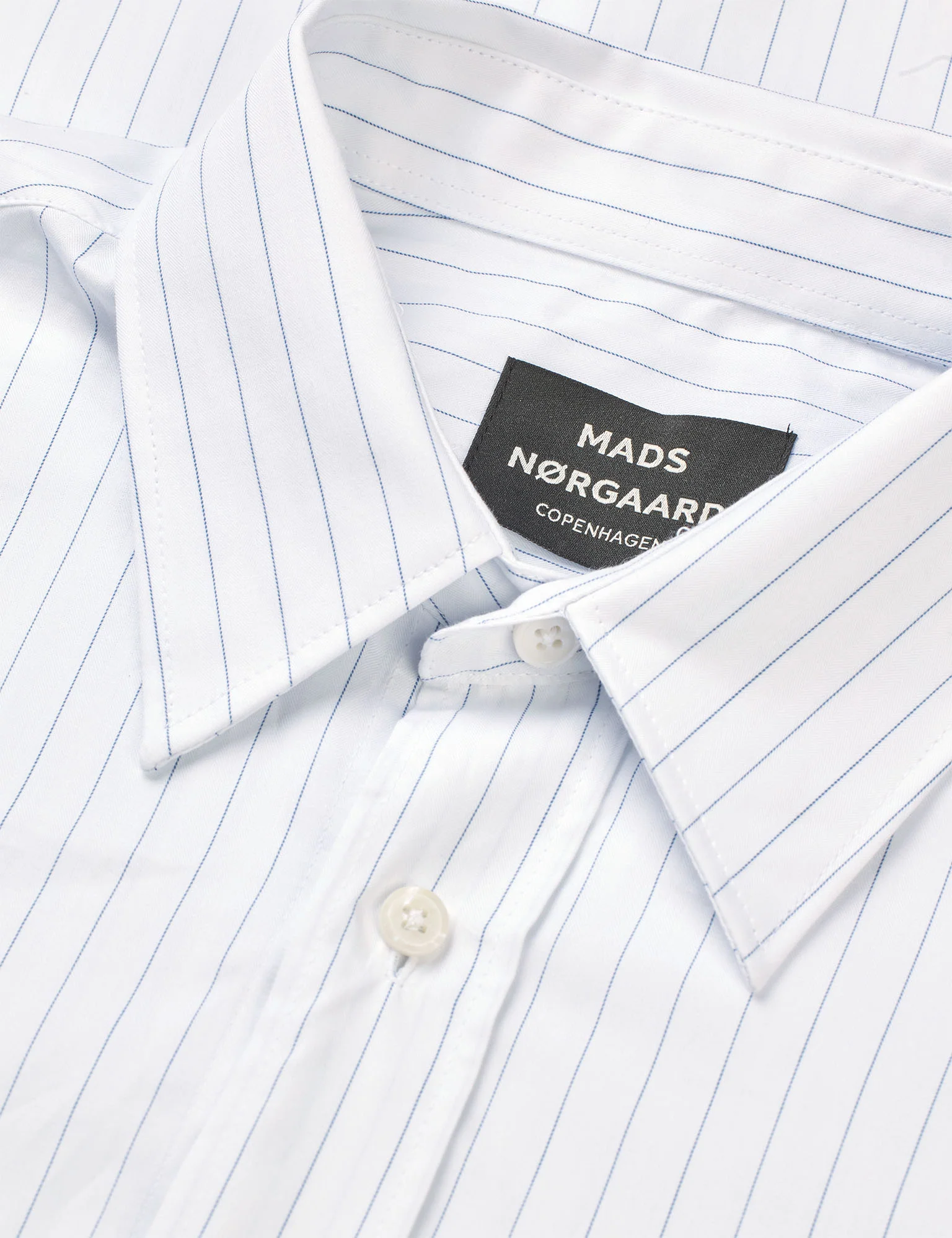 Cotton Soft Marcel Shirt, White/Bright Cobalt Stripe - Image 2