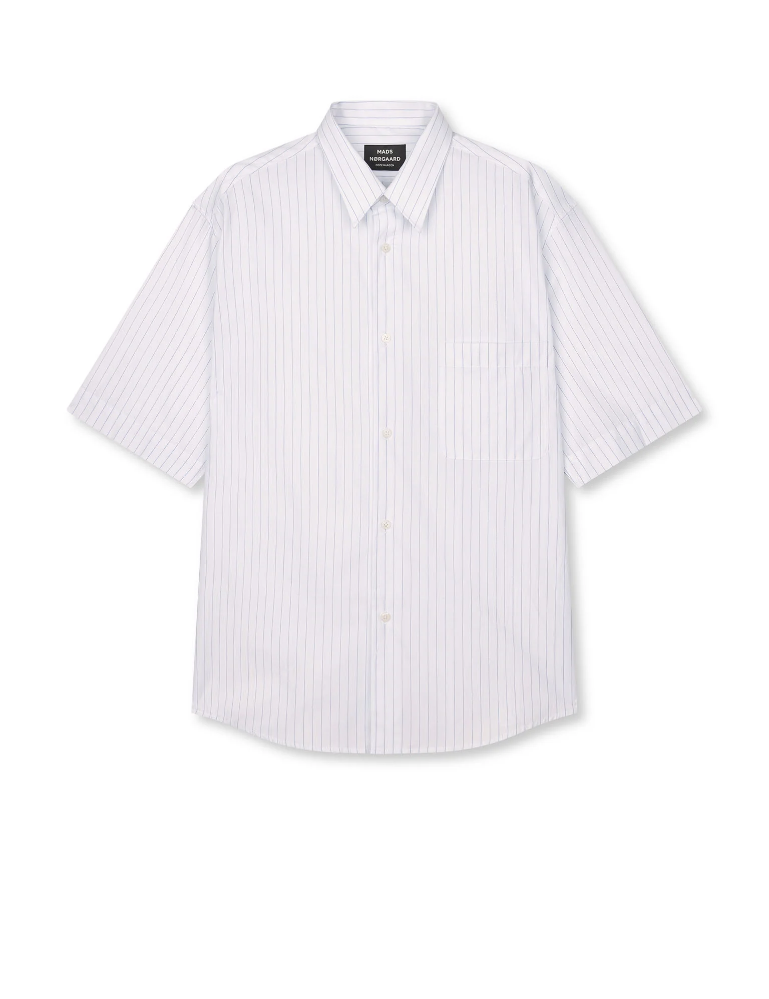 Cotton Soft Oskar Shirt SS, White/Bright Cobalt Stripe