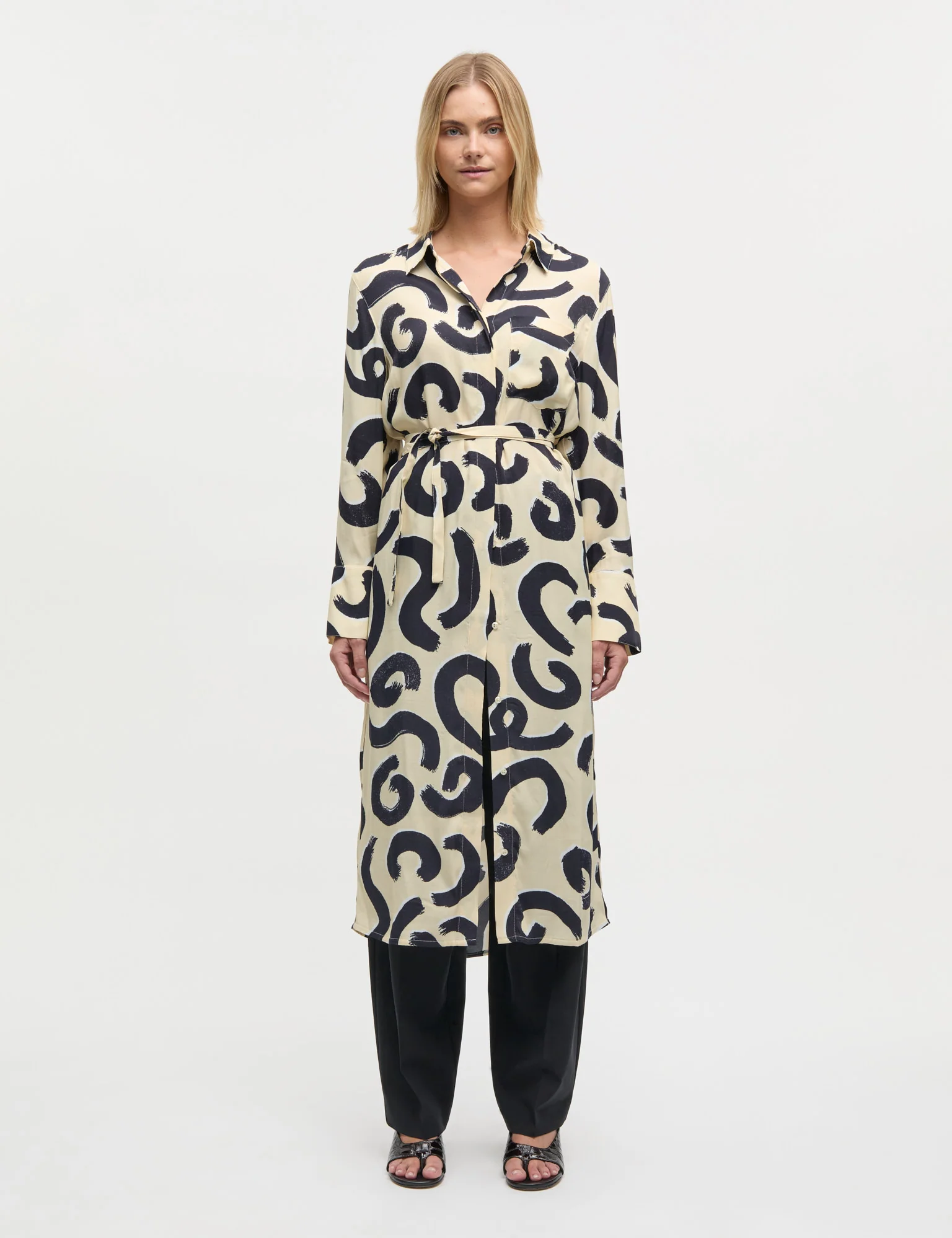 Delicate Twill Cany Dress AOP, Swirl AOP/Almond Oil - Image 2