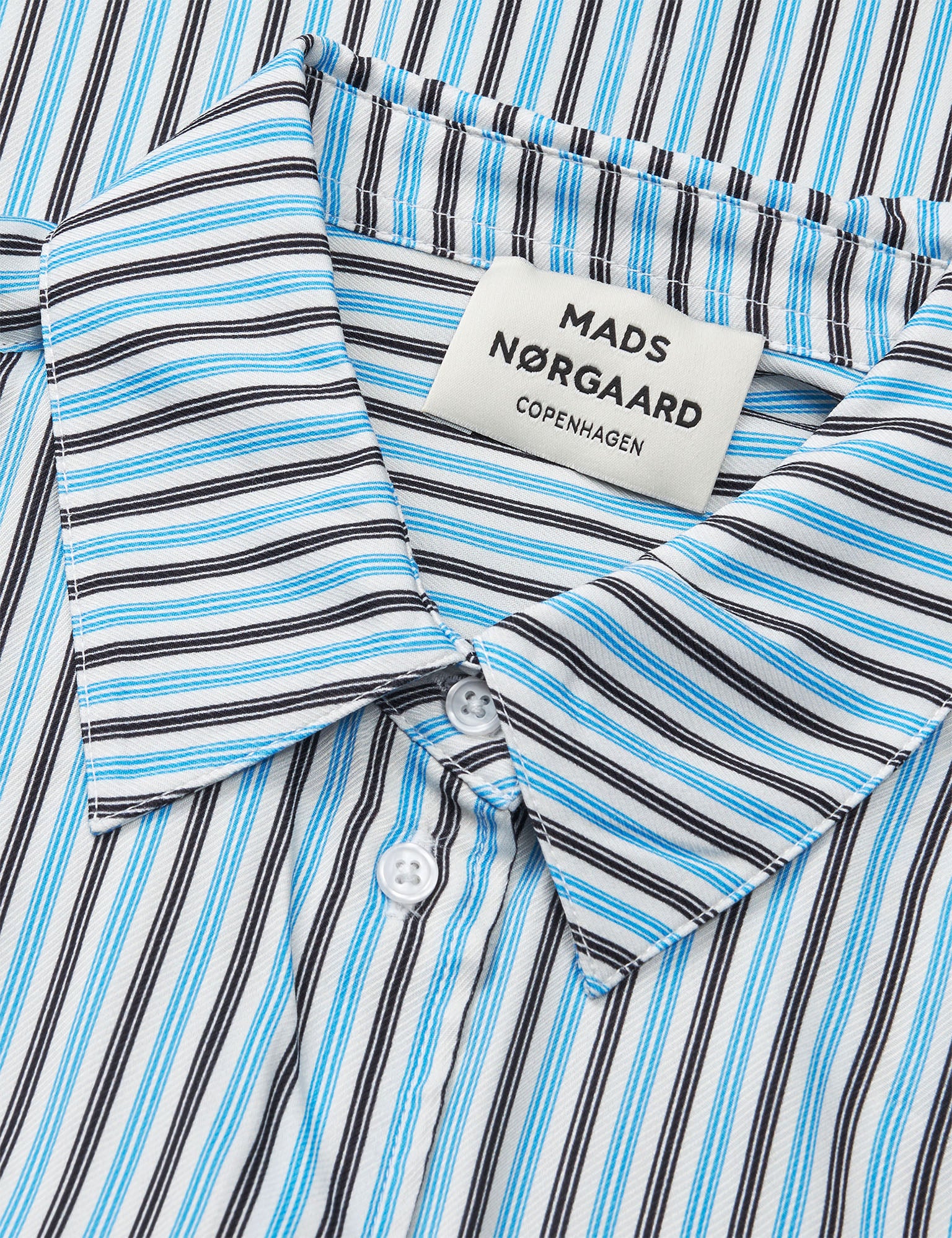Delicate Twill Crane Shirt AOP, Pinstripe AOP/Malibu Blue - Image 3