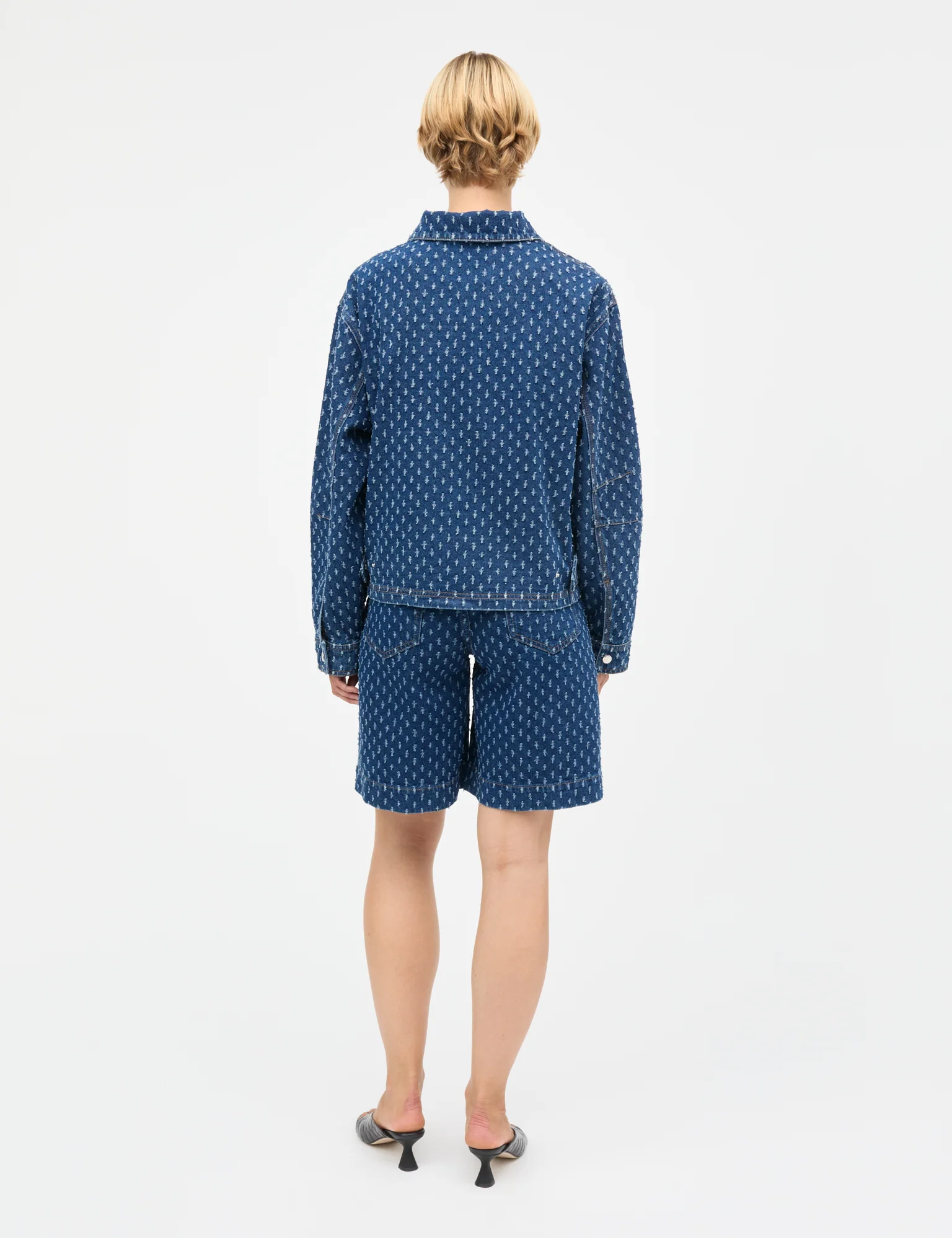 Distres Denim Solar Jacket, Mid Blue Denim - Image 5