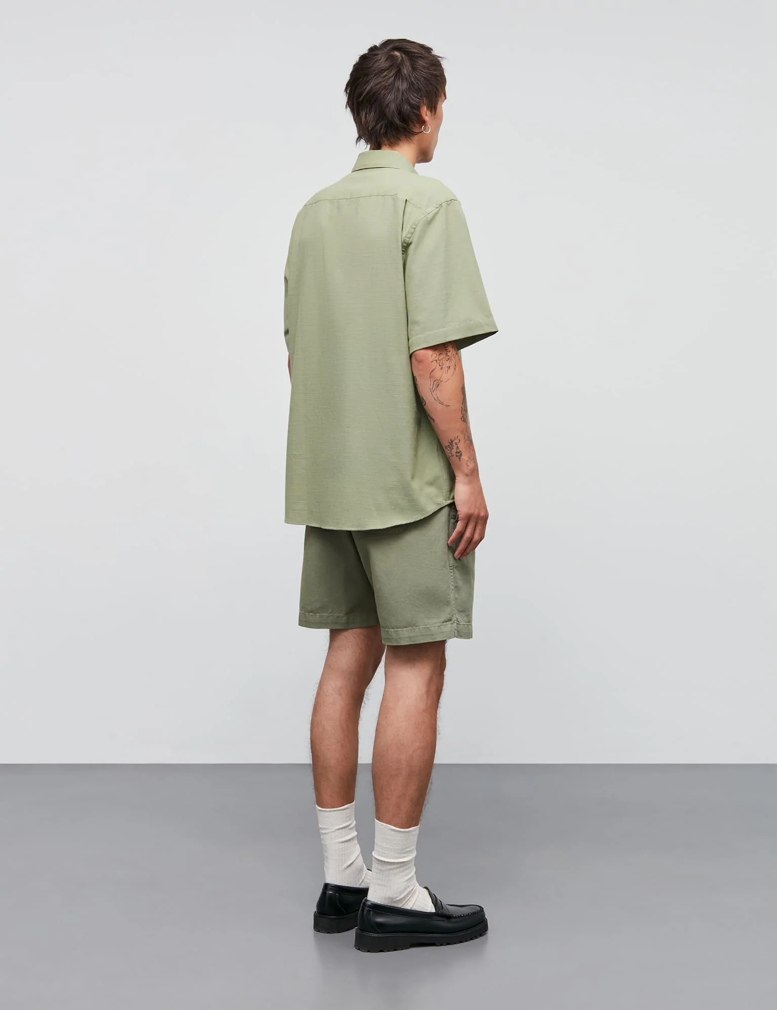 Dyed Canvas Beach Shorts, Oil Green - Image 4